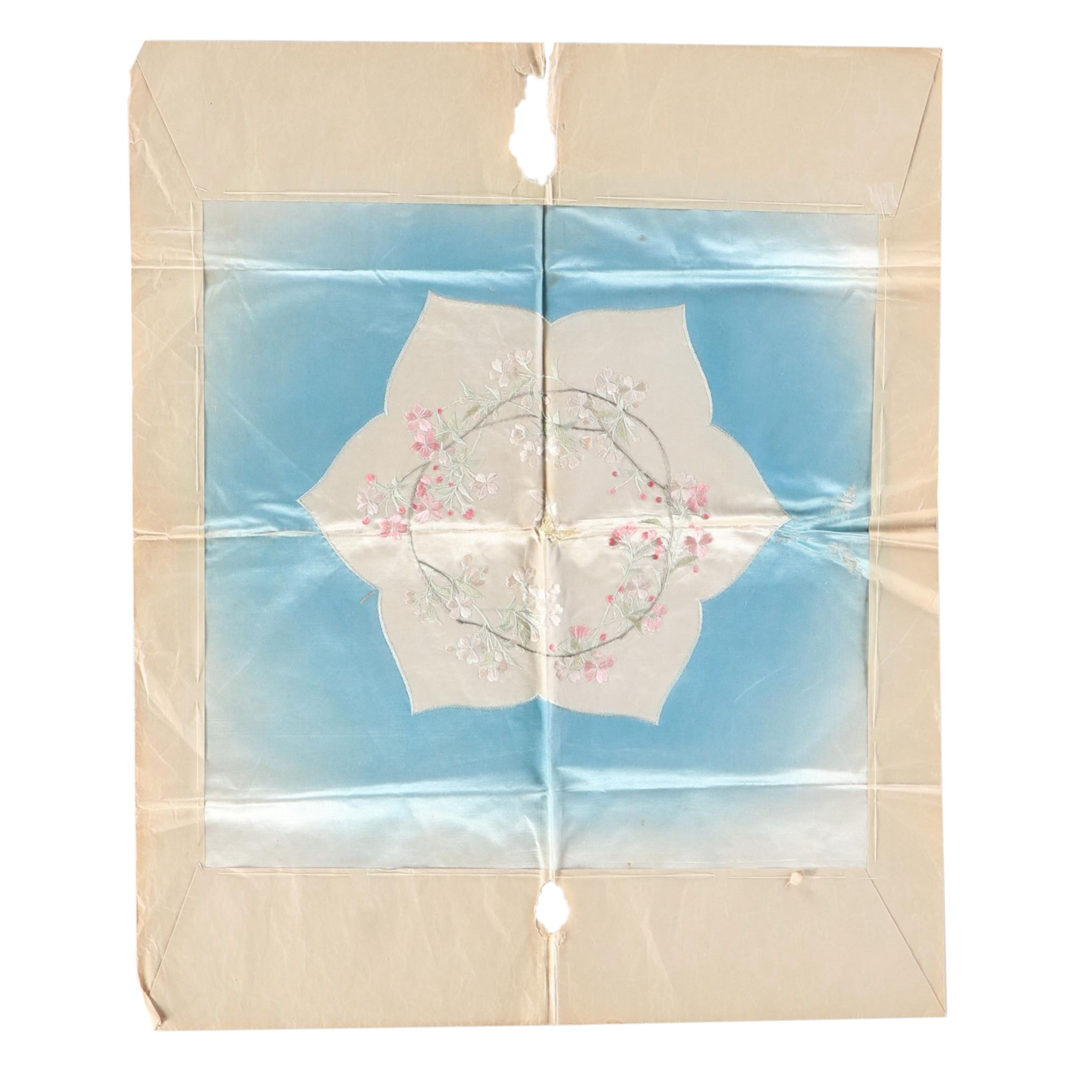 Chinese Floral Embroidered Silk Panel, Early 20th Century