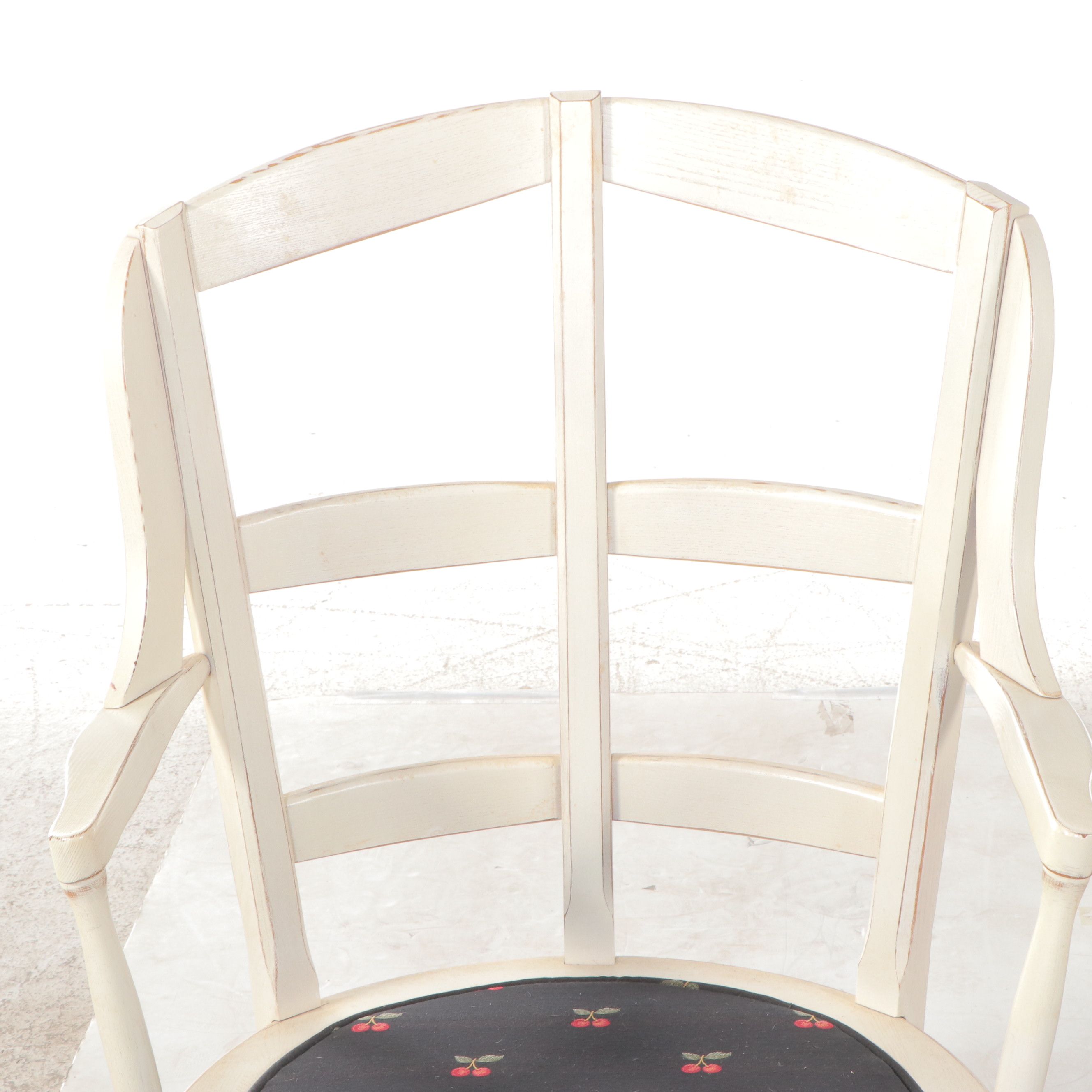 French Country Style White Painted Wood Armchair