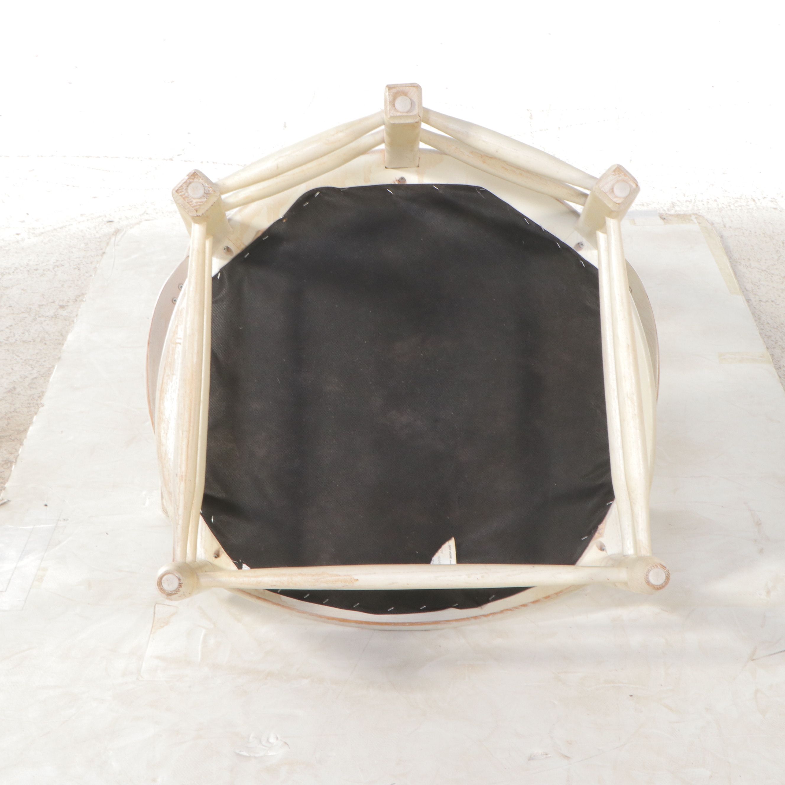 French Country Style White Painted Wood Armchair