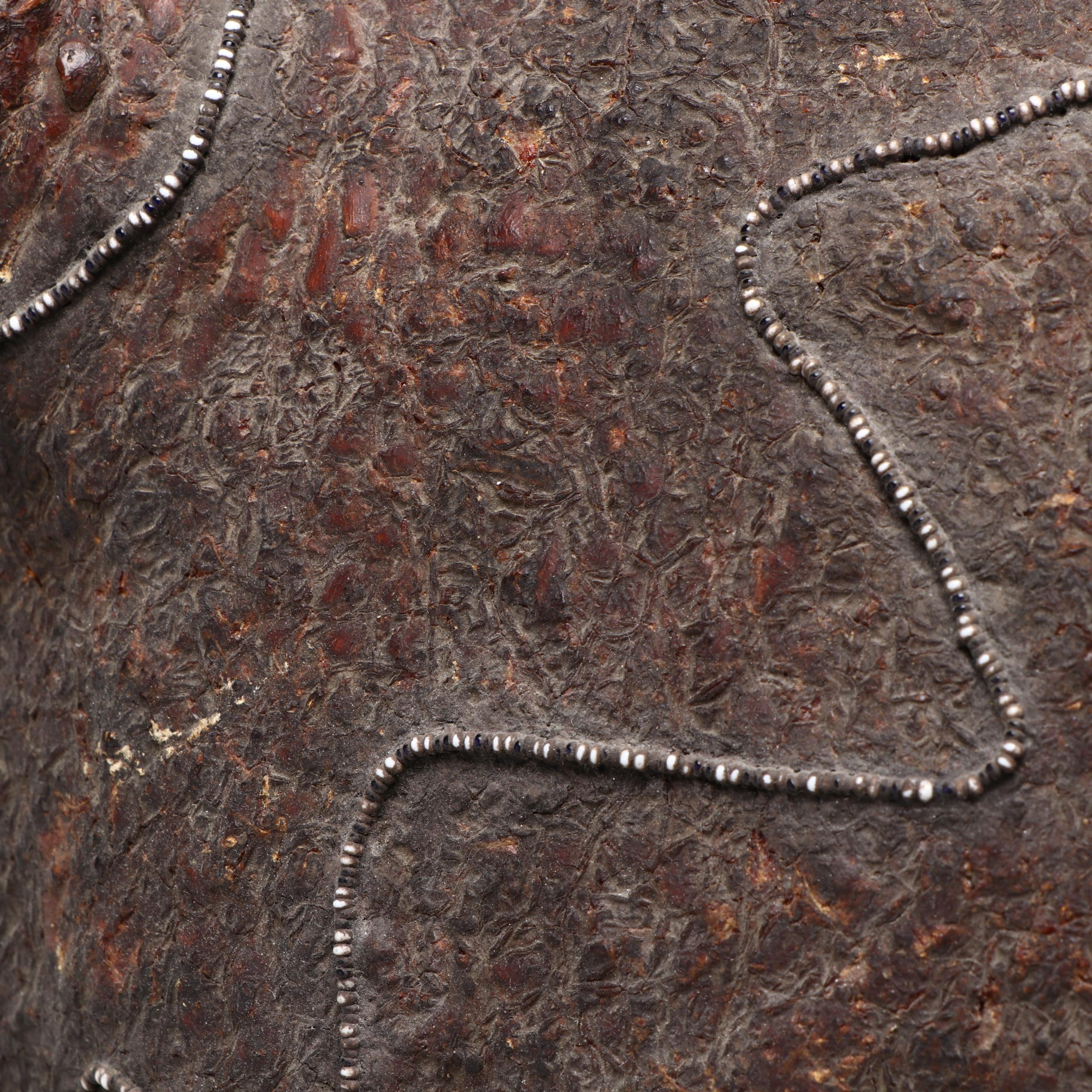 Indé (Apache) Pitch Water Jug with Patterned Seed Beads and Woven Strap