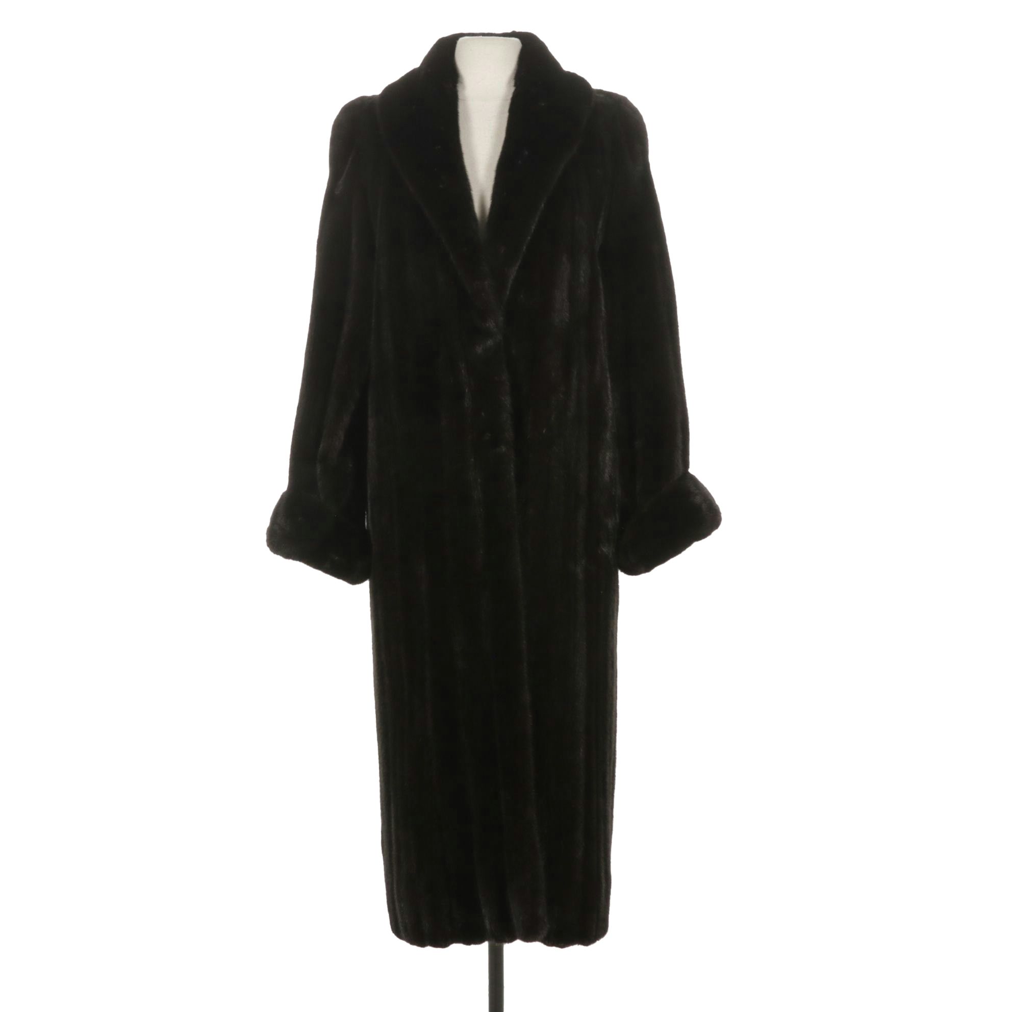 Blackglama Dark Ranch Mink Long Coat with Extra Mahogany Mink Hem