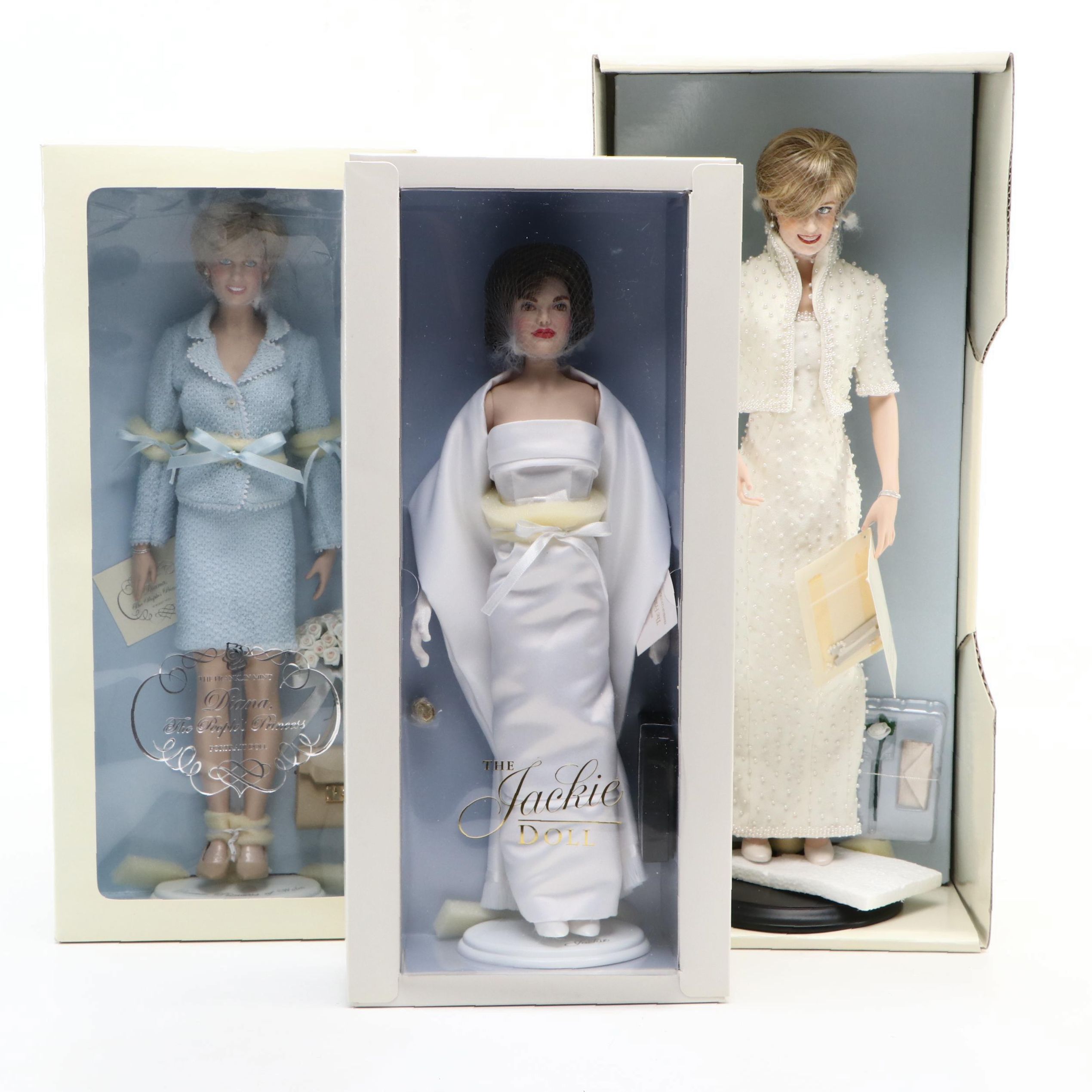 The Franklin Mint Princess Diana and Jackie Kennedy Portrait Dolls