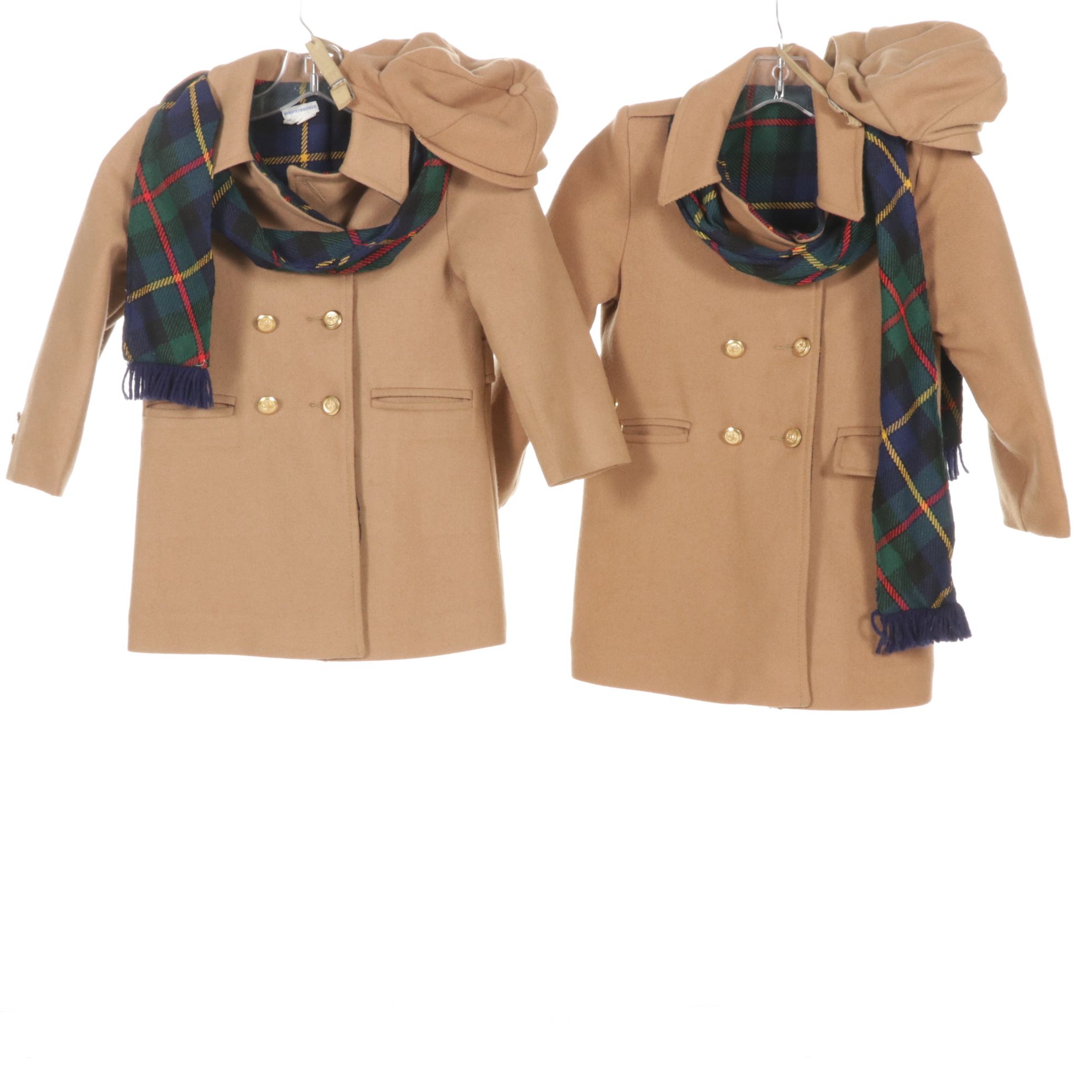 Saks Fifth Avenue Children's Wool Pea Coats with Cap and Tartan Scarves