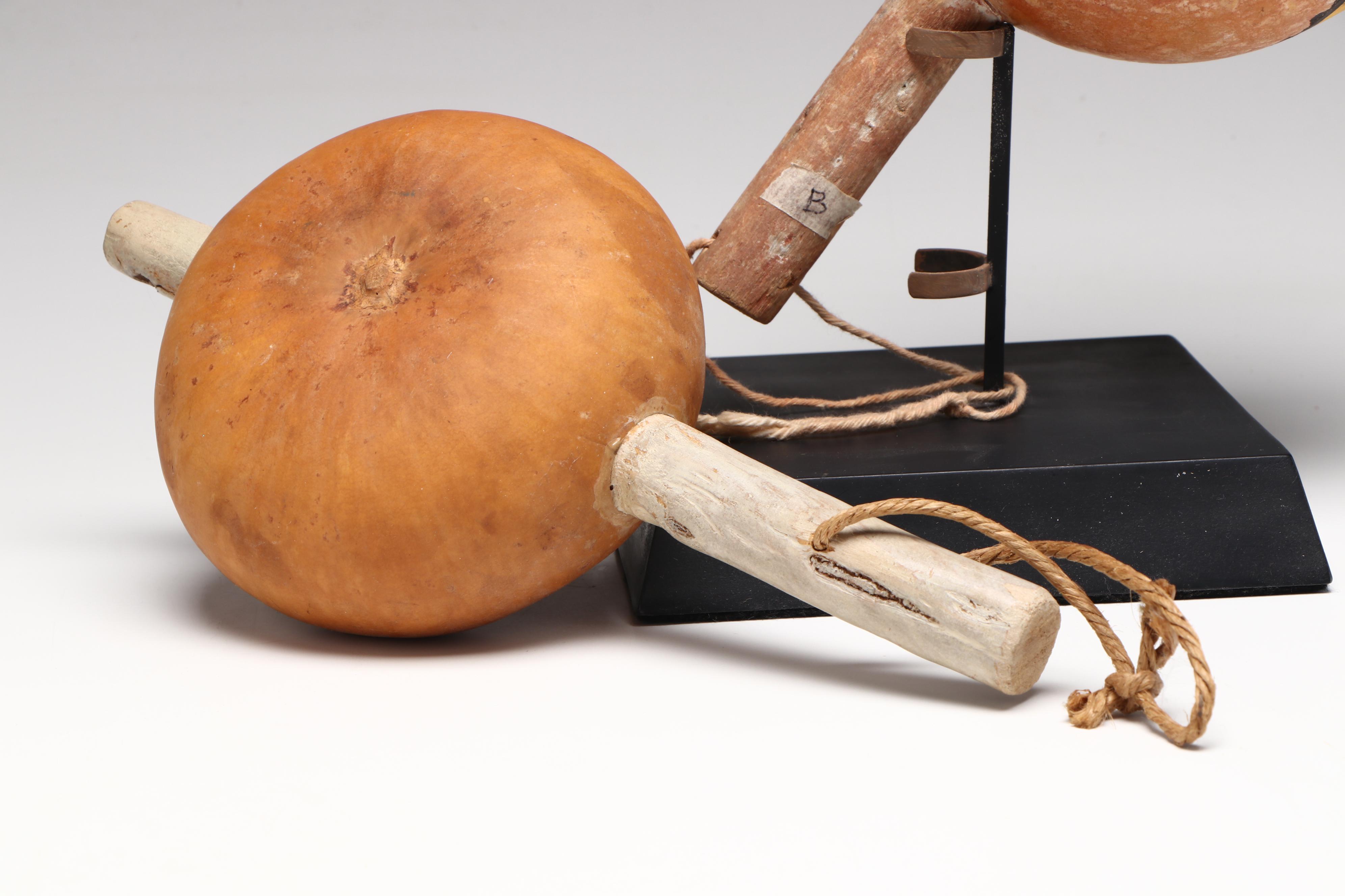 Southwest Pueblo Painted Gourd and Cottonwood Rattles