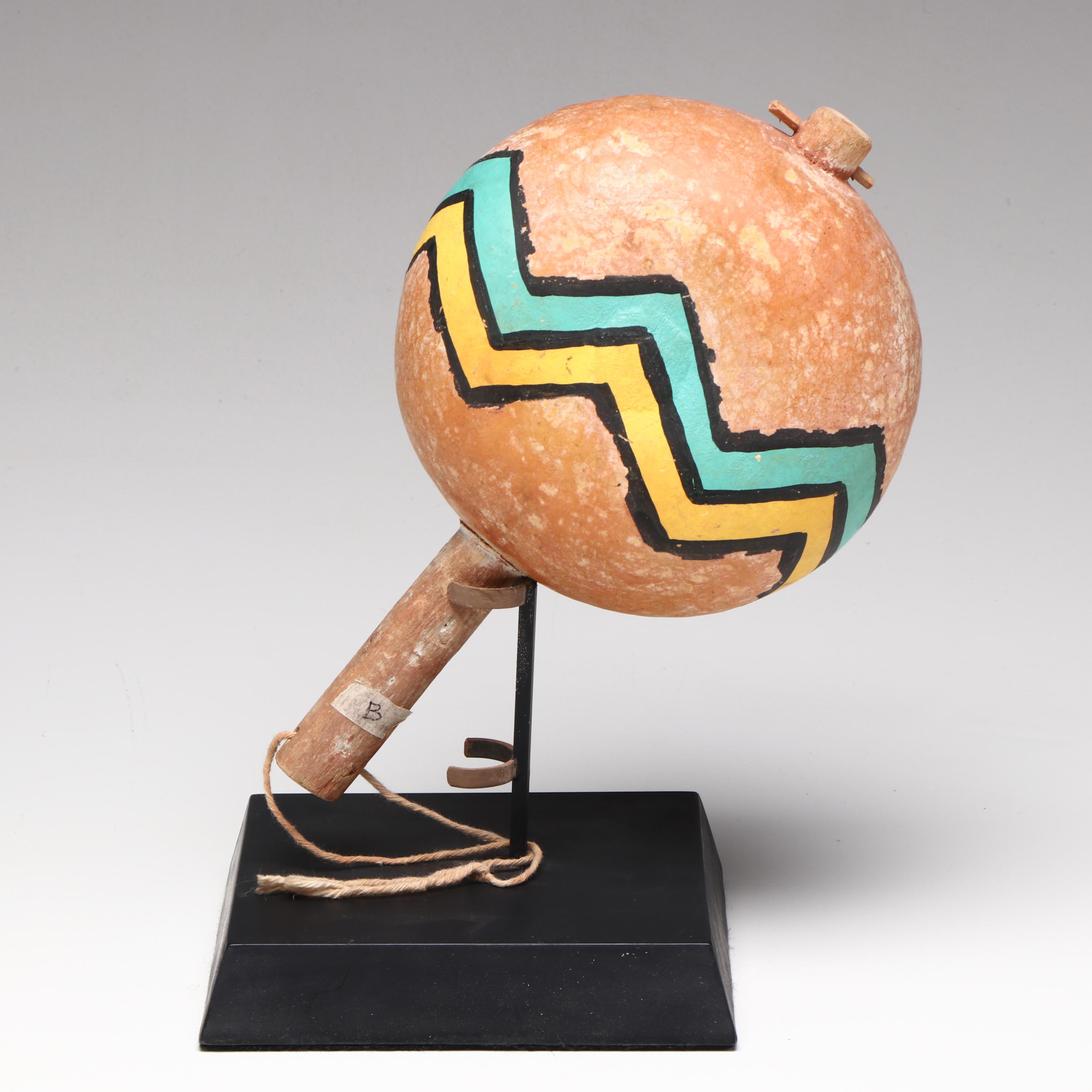 Southwest Pueblo Painted Gourd and Cottonwood Rattles