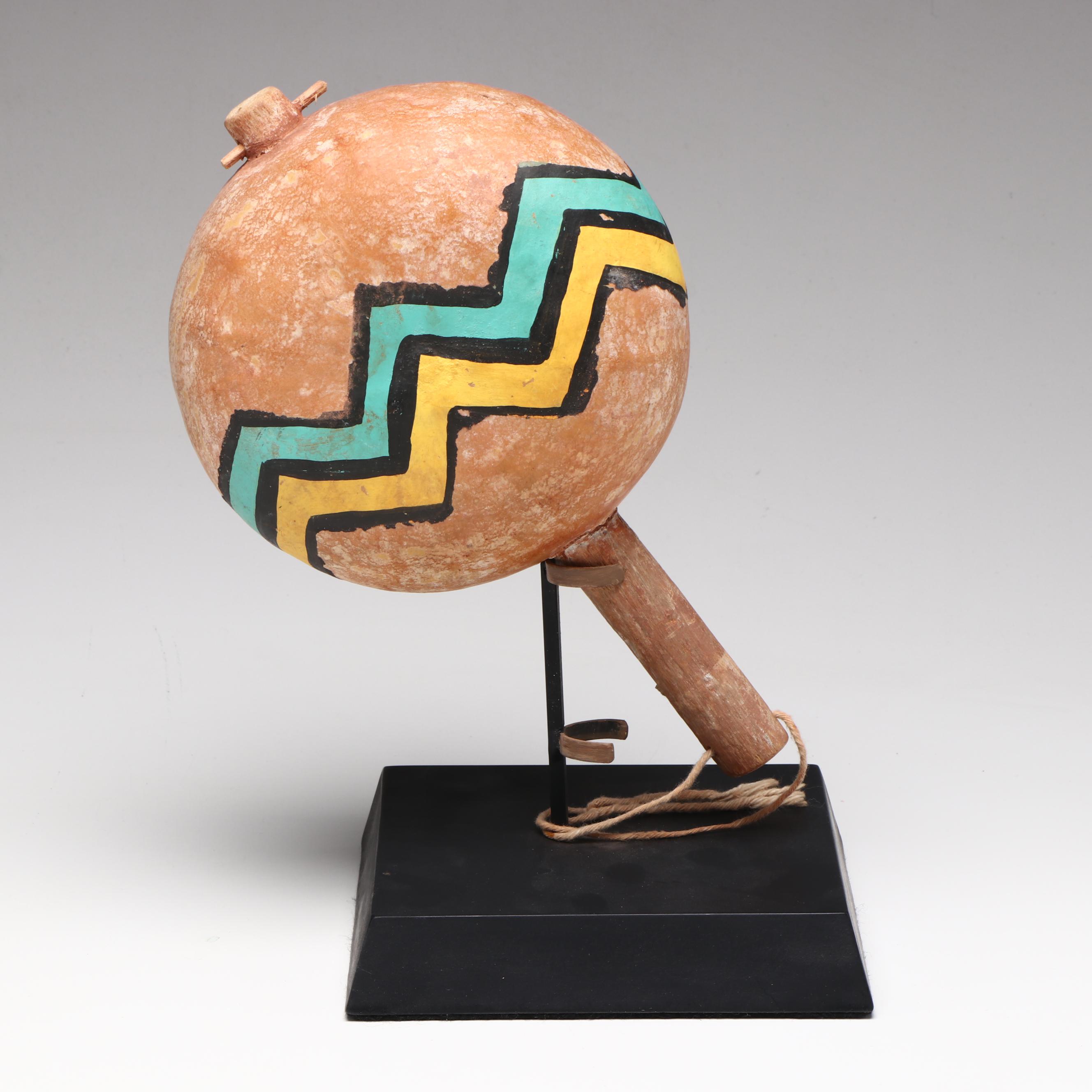 Southwest Pueblo Painted Gourd and Cottonwood Rattles