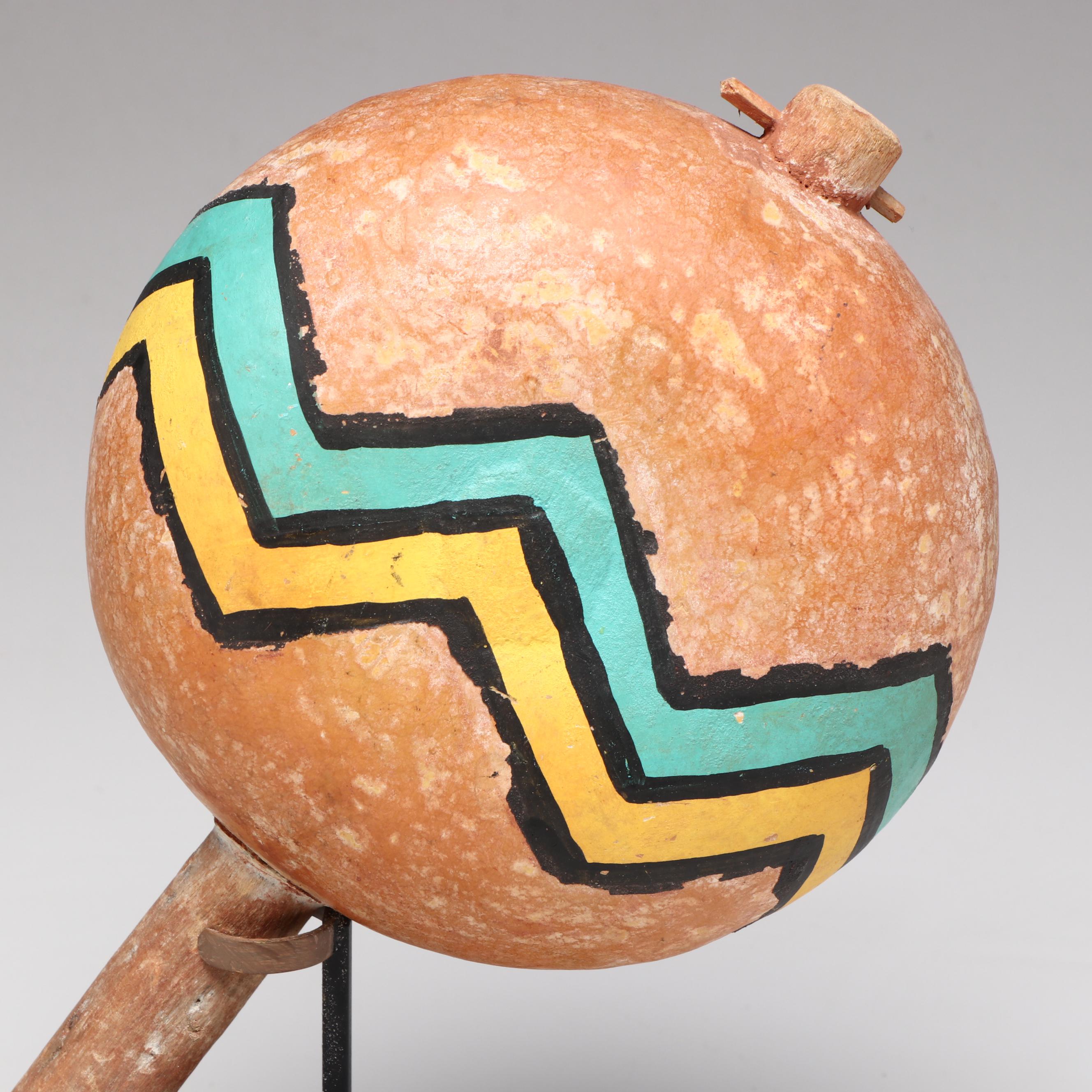 Southwest Pueblo Painted Gourd and Cottonwood Rattles