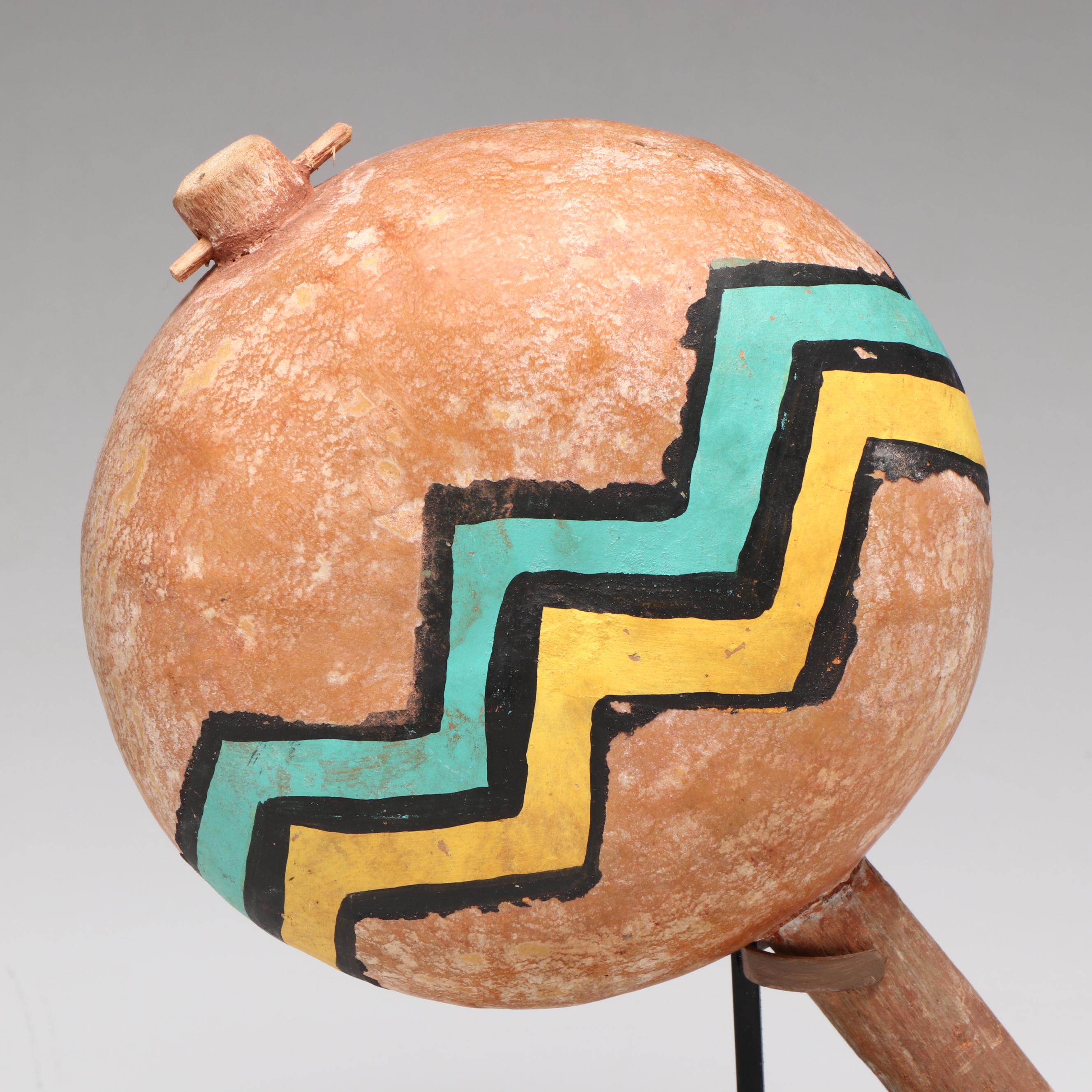 Southwest Pueblo Painted Gourd and Cottonwood Rattles