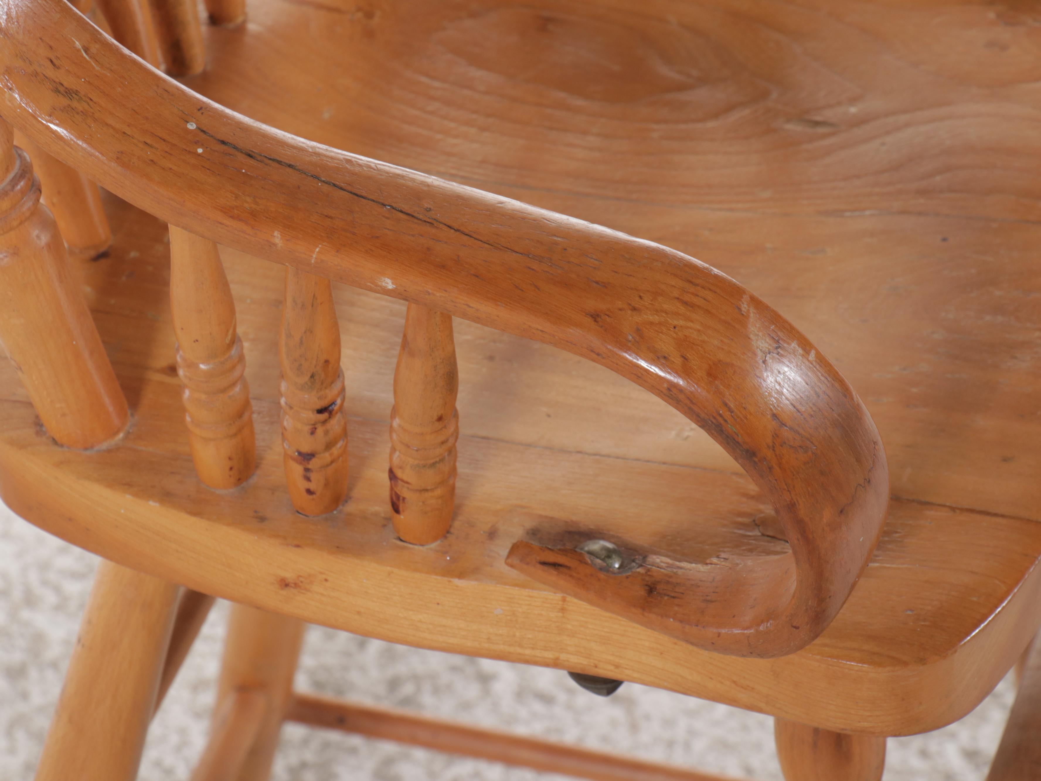 Antique Oak Pressed-Back Armchair