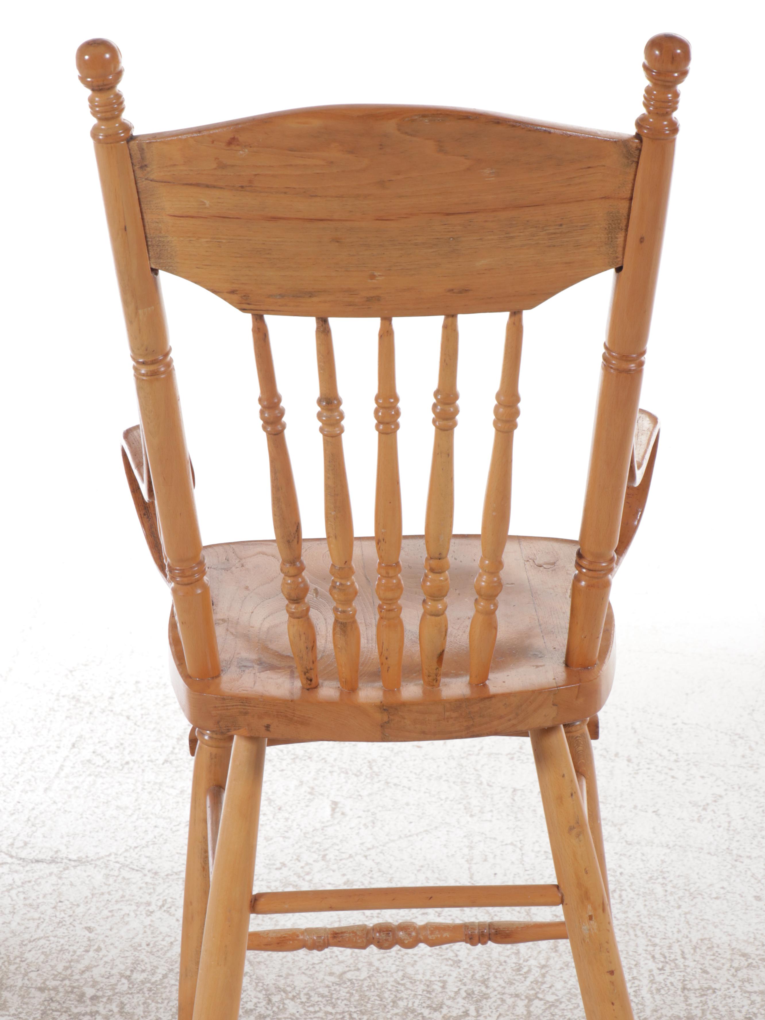 Antique Oak Pressed-Back Armchair