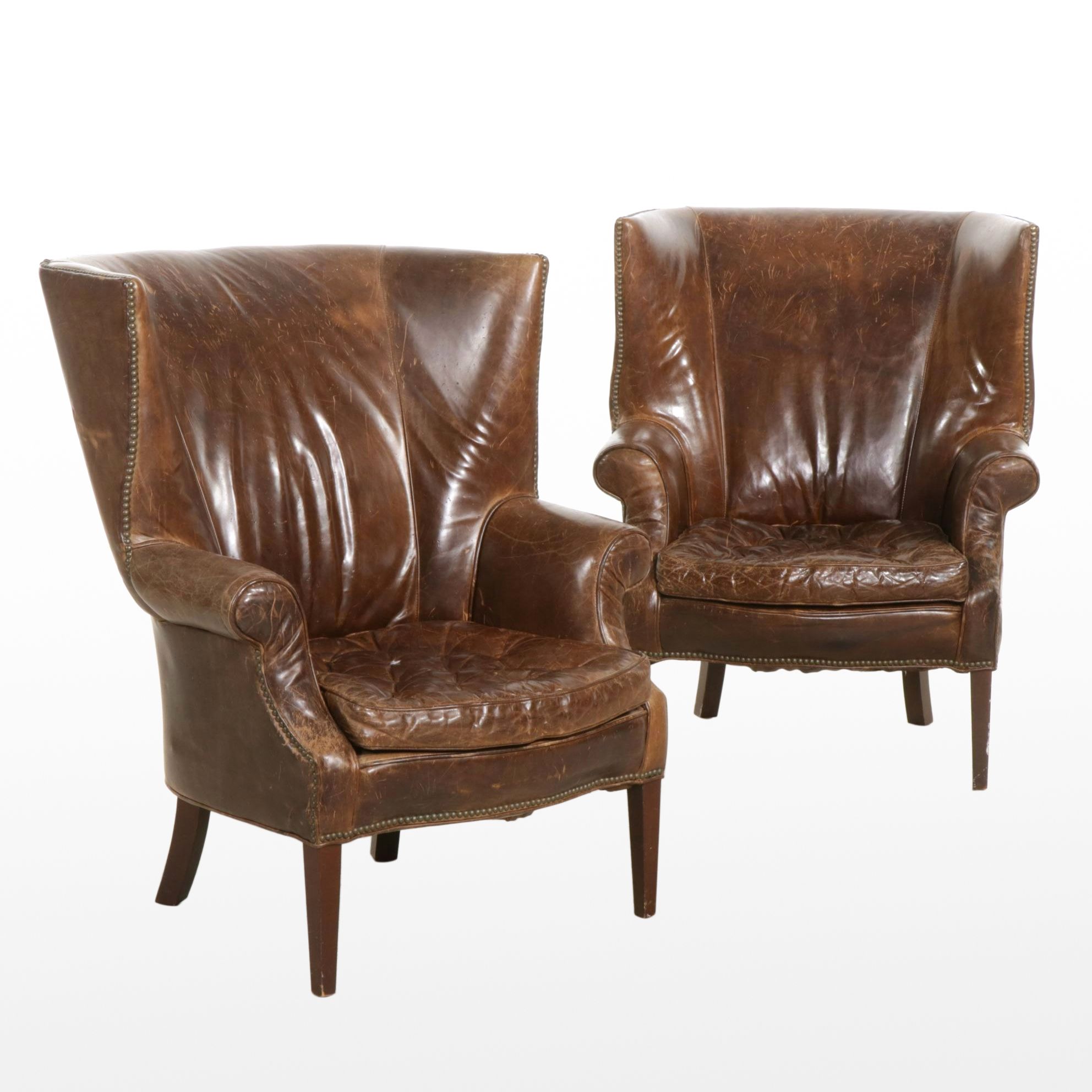 Pair of Restoration Hardware Wing Back Armchairs