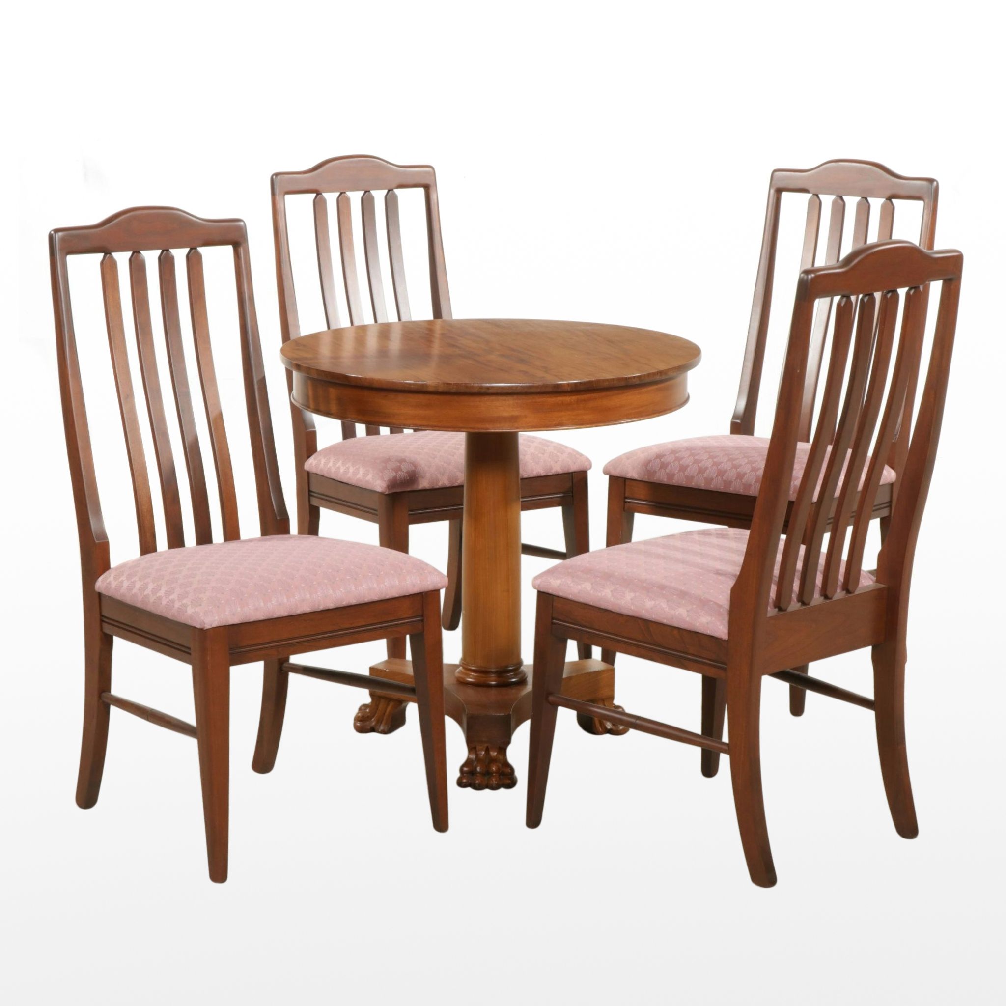 Empire Style Mahogany Center Table with Four Berlin Woodworking Cherry Chairs