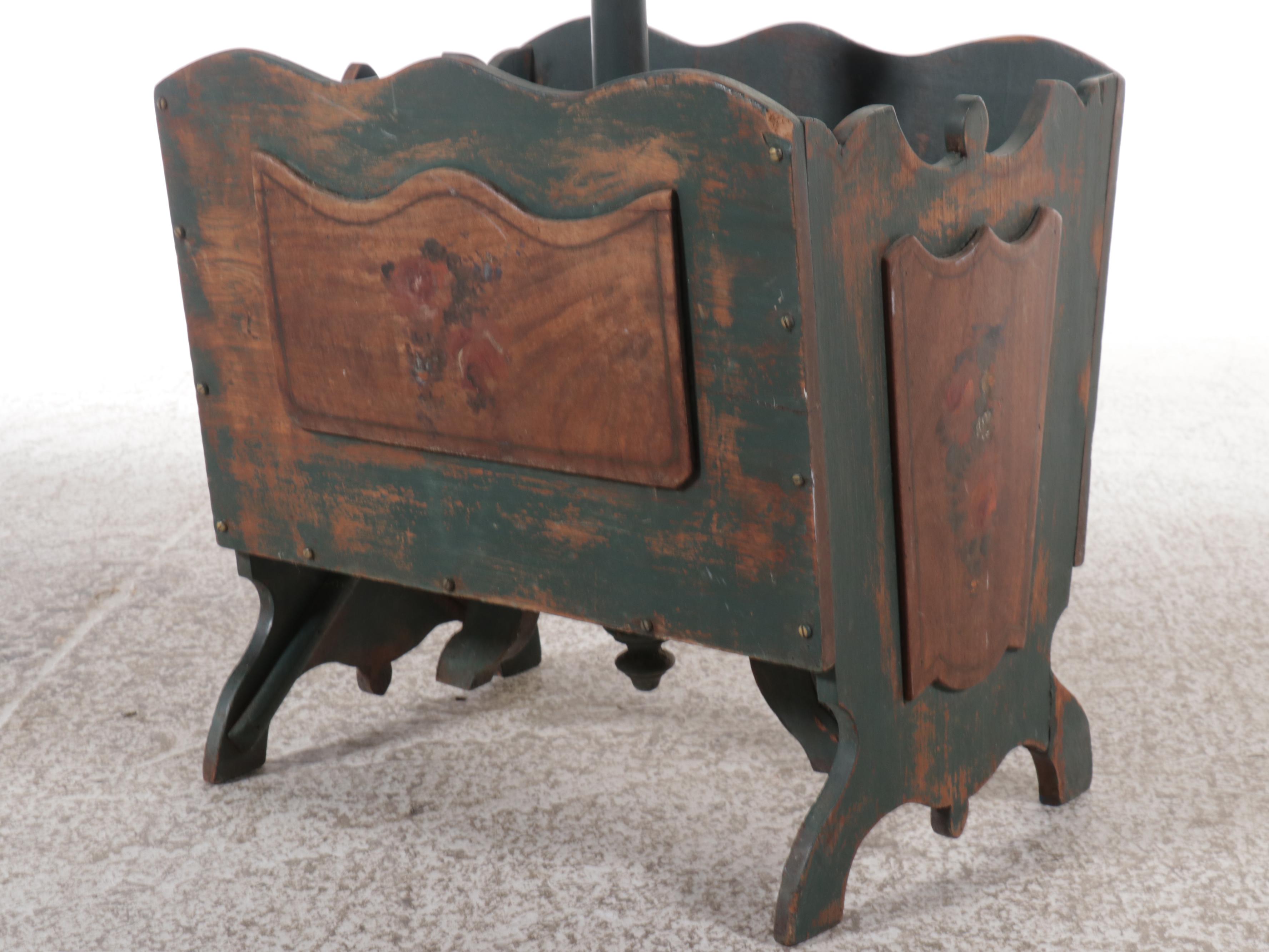 Victorian Style Painted Sewing Box and Stand, Early 20th Century