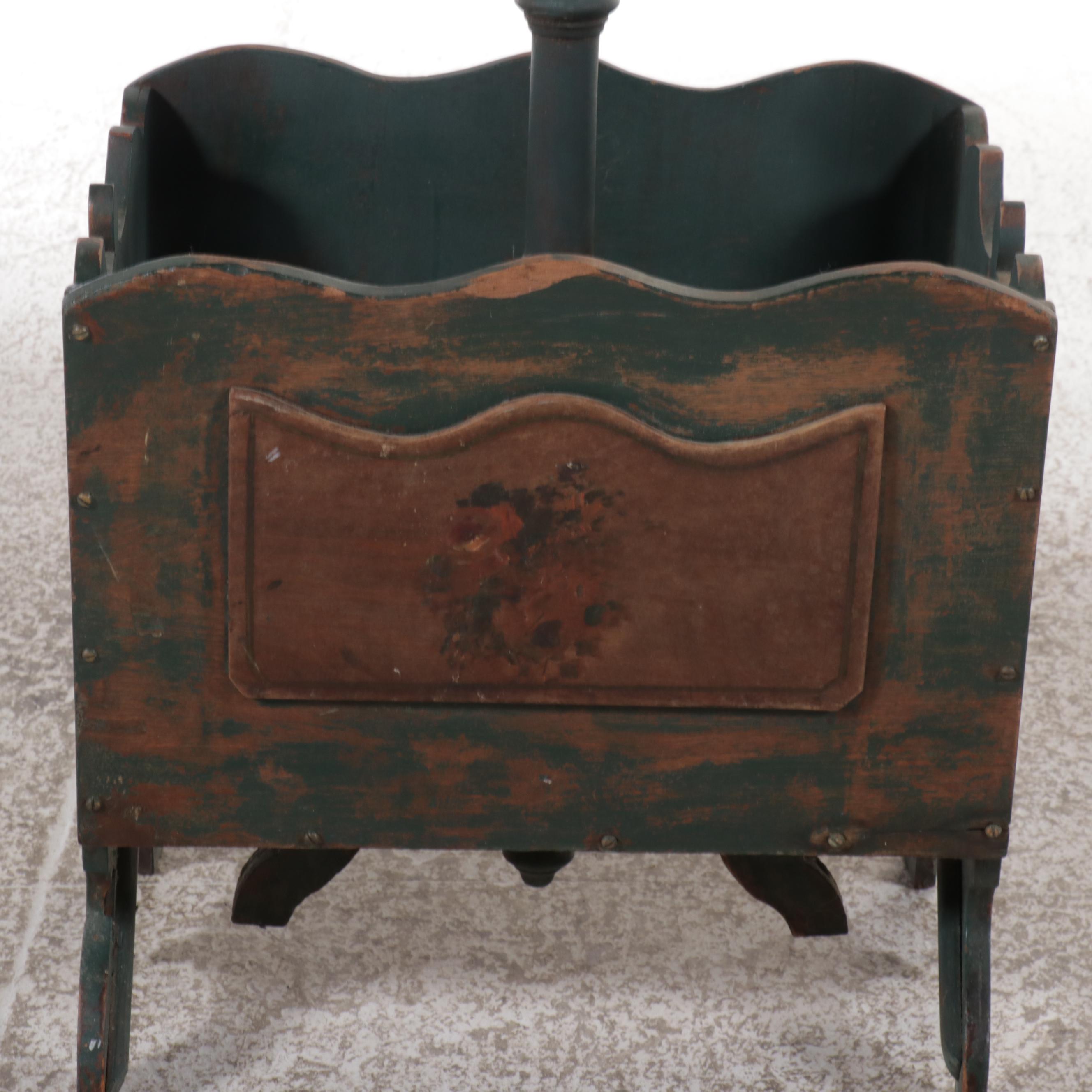 Victorian Style Painted Sewing Box and Stand, Early 20th Century