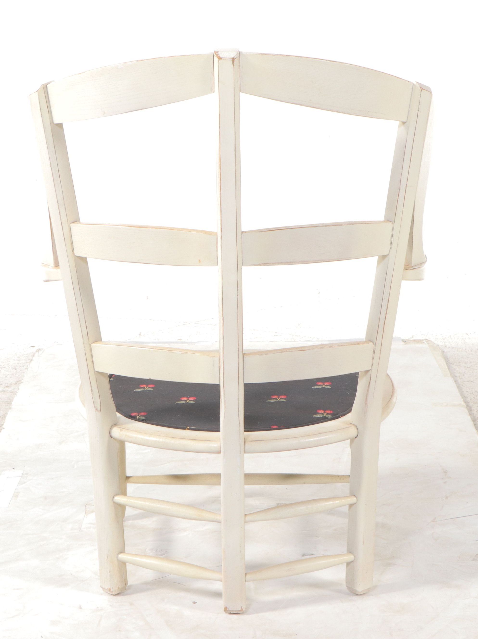 French Country Style White Painted Wood Armchair
