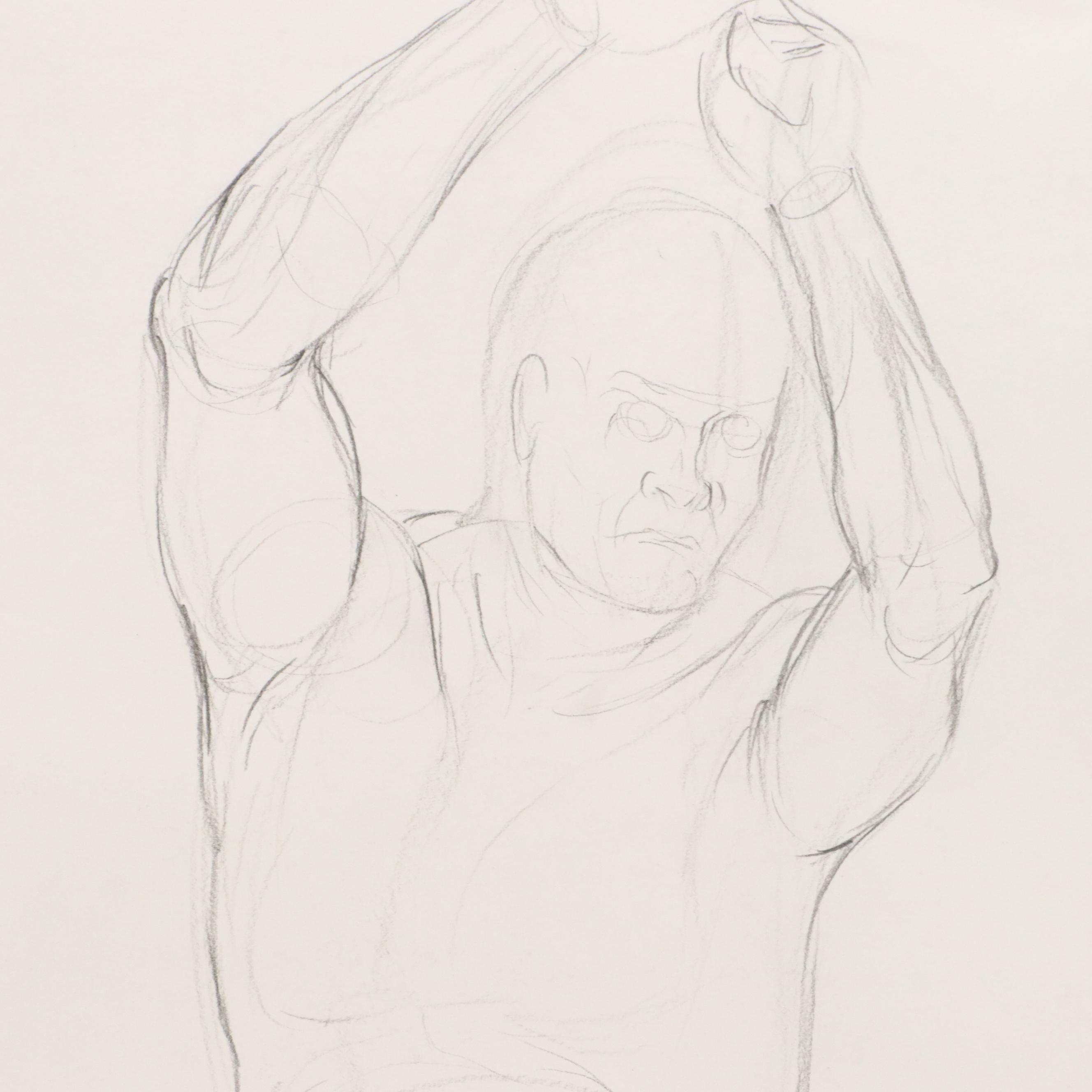 Ben Farrell Mixed Media Drawings of Figure Studies, 2010s