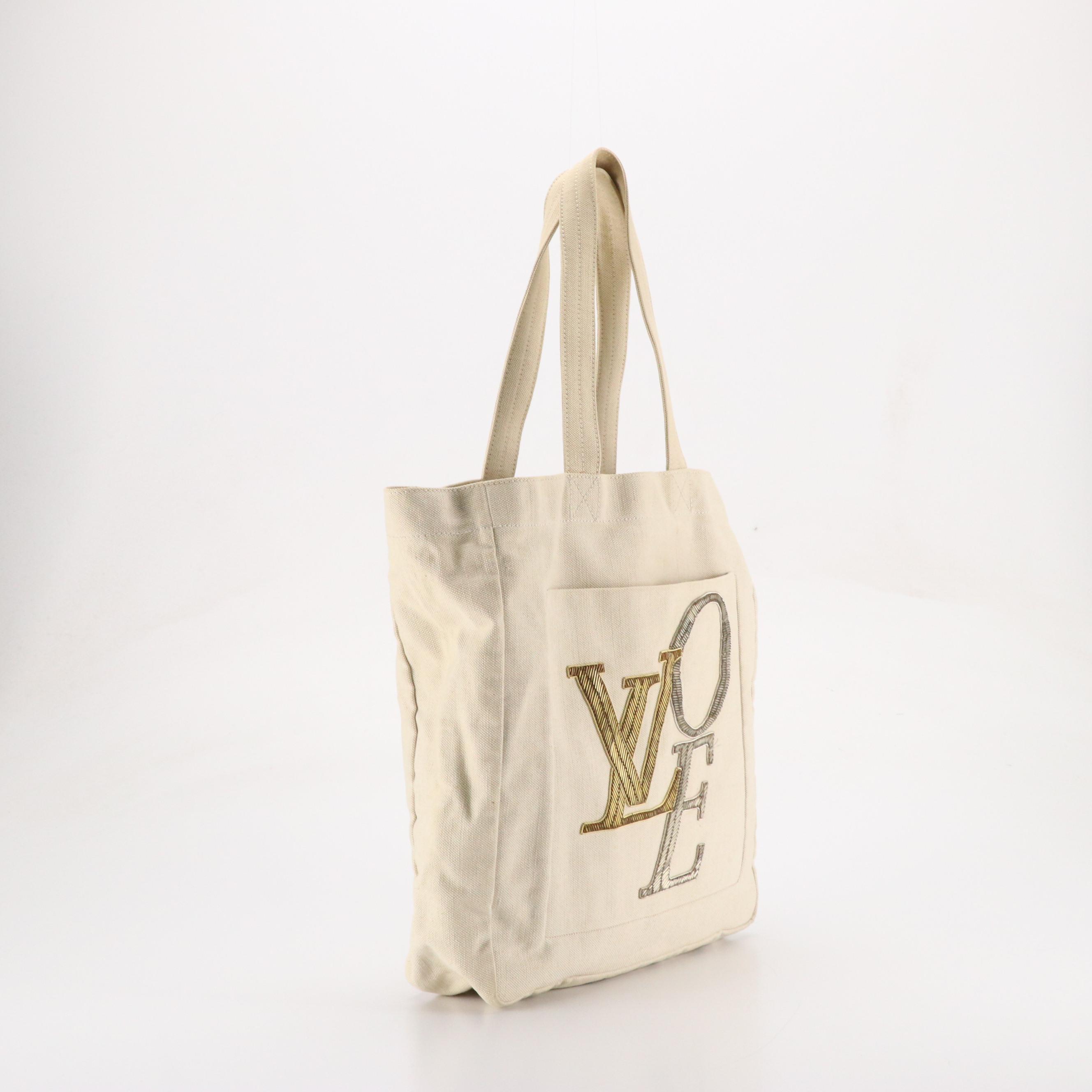 Louis Vuitton "That's Love" Bead Embellished Canvas Tote Bag