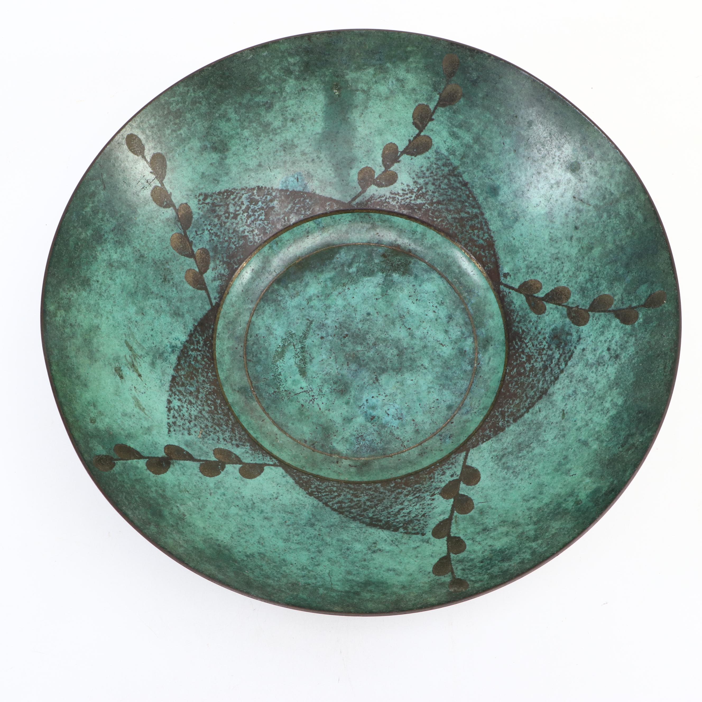 Large WMF Ikora Patinated Copper Bowl with Foliate Motif, Circa 1930s–1950s