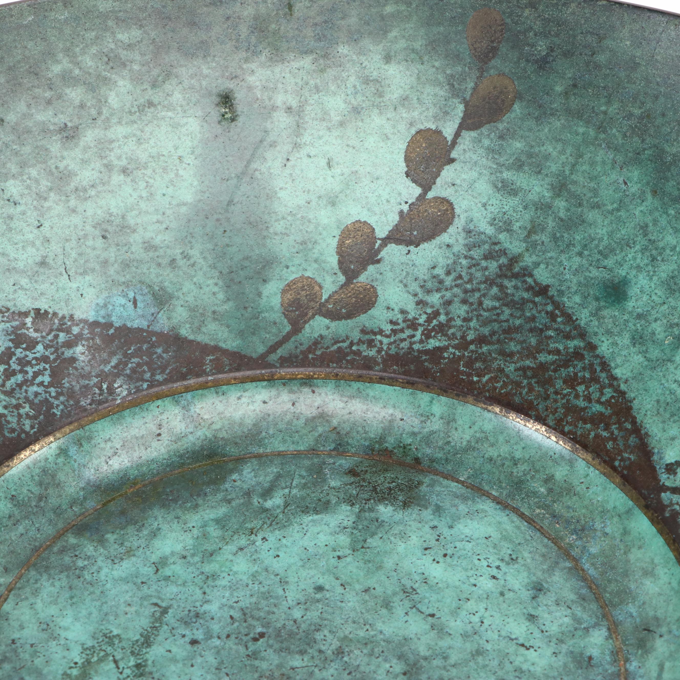 Large WMF Ikora Patinated Copper Bowl with Foliate Motif, Circa 1930s–1950s