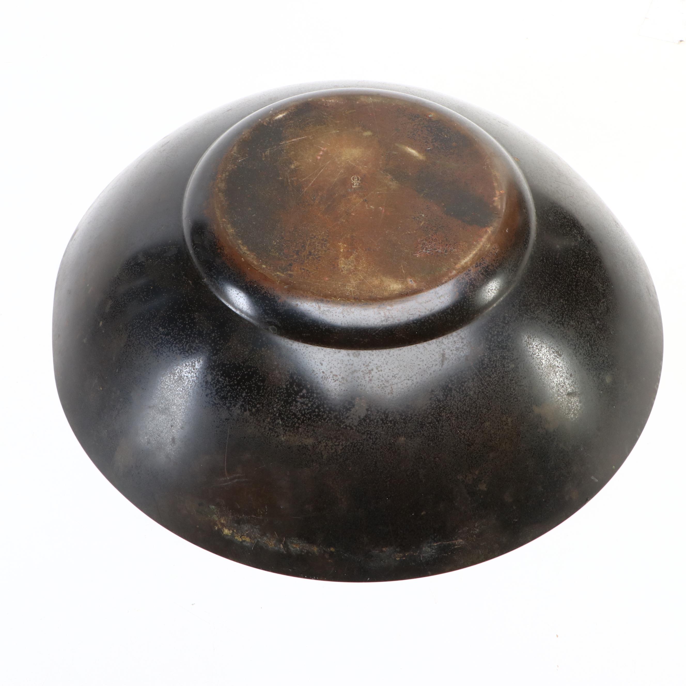 Large WMF Ikora Patinated Copper Bowl with Foliate Motif, Circa 1930s–1950s