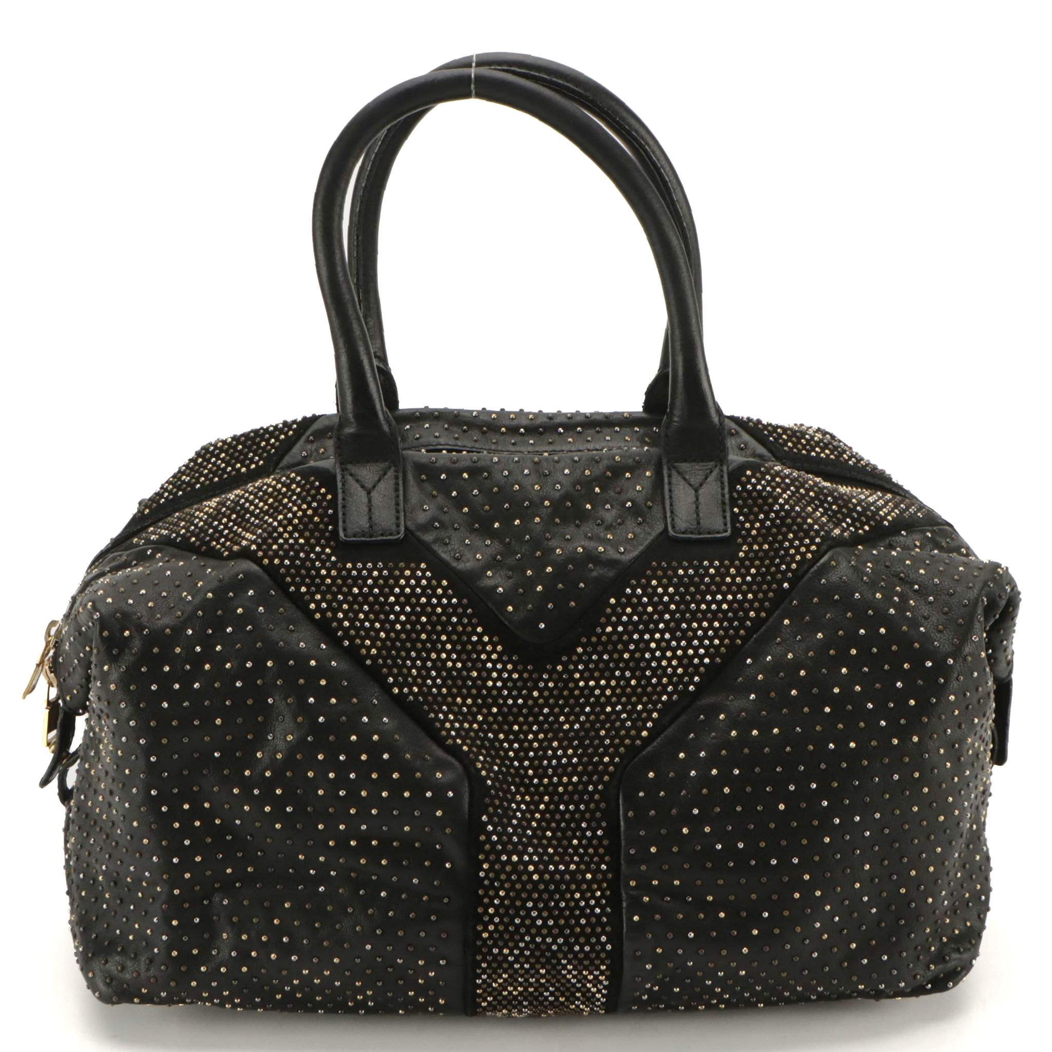 Yves Saint Laurent Micro Studded Easy Y Sac in Black Calfskin Leather