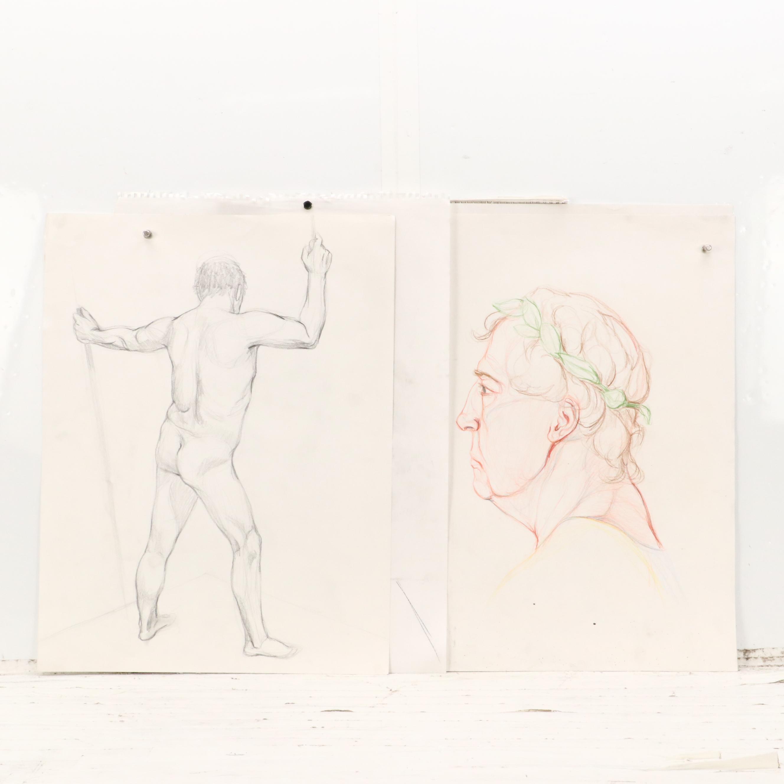 Ben Farrell Graphite Drawings of Figure Studies, 2010s
