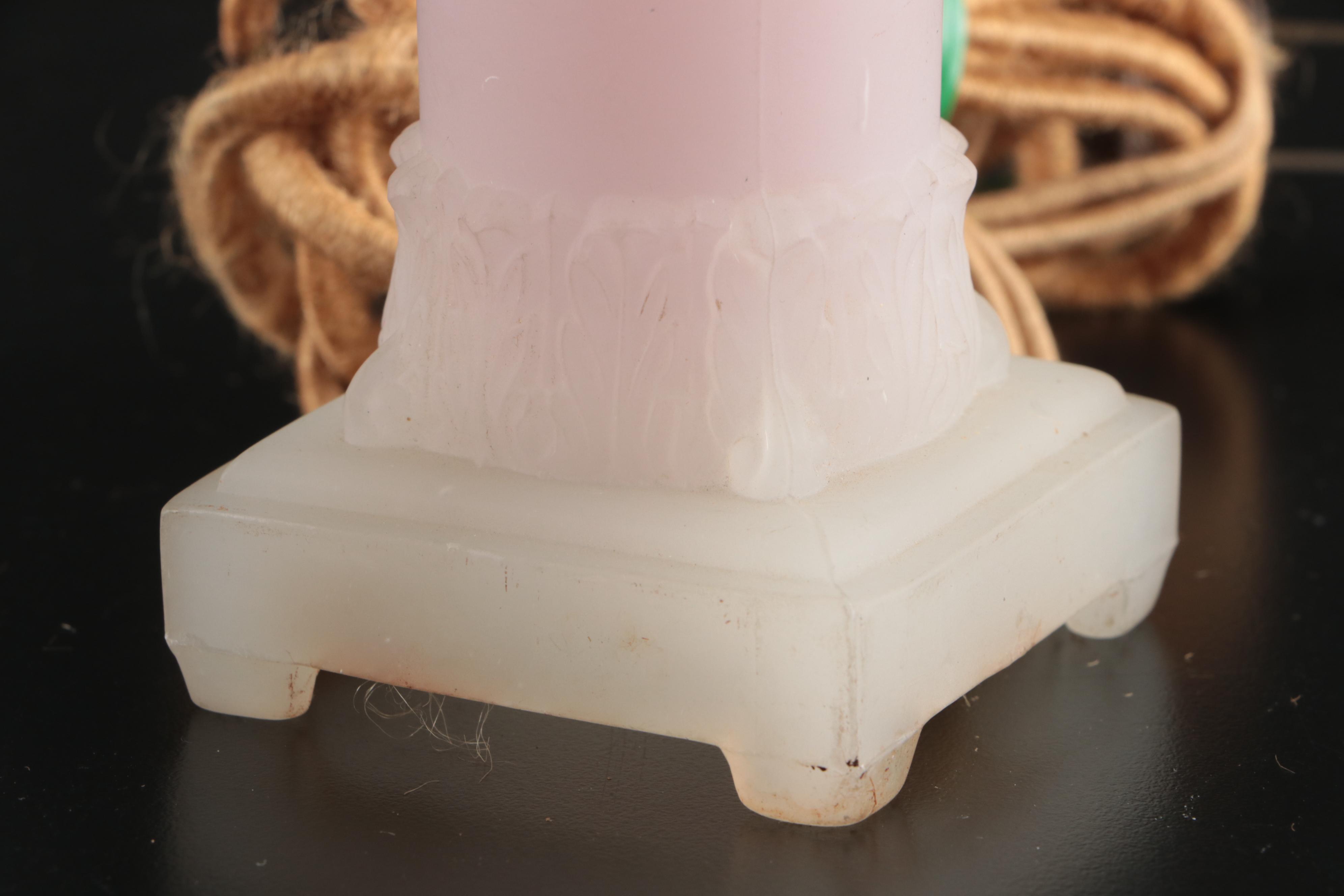 Aladdin Moonstone Swag Column Boudoir Lamps, Mid-20th Century