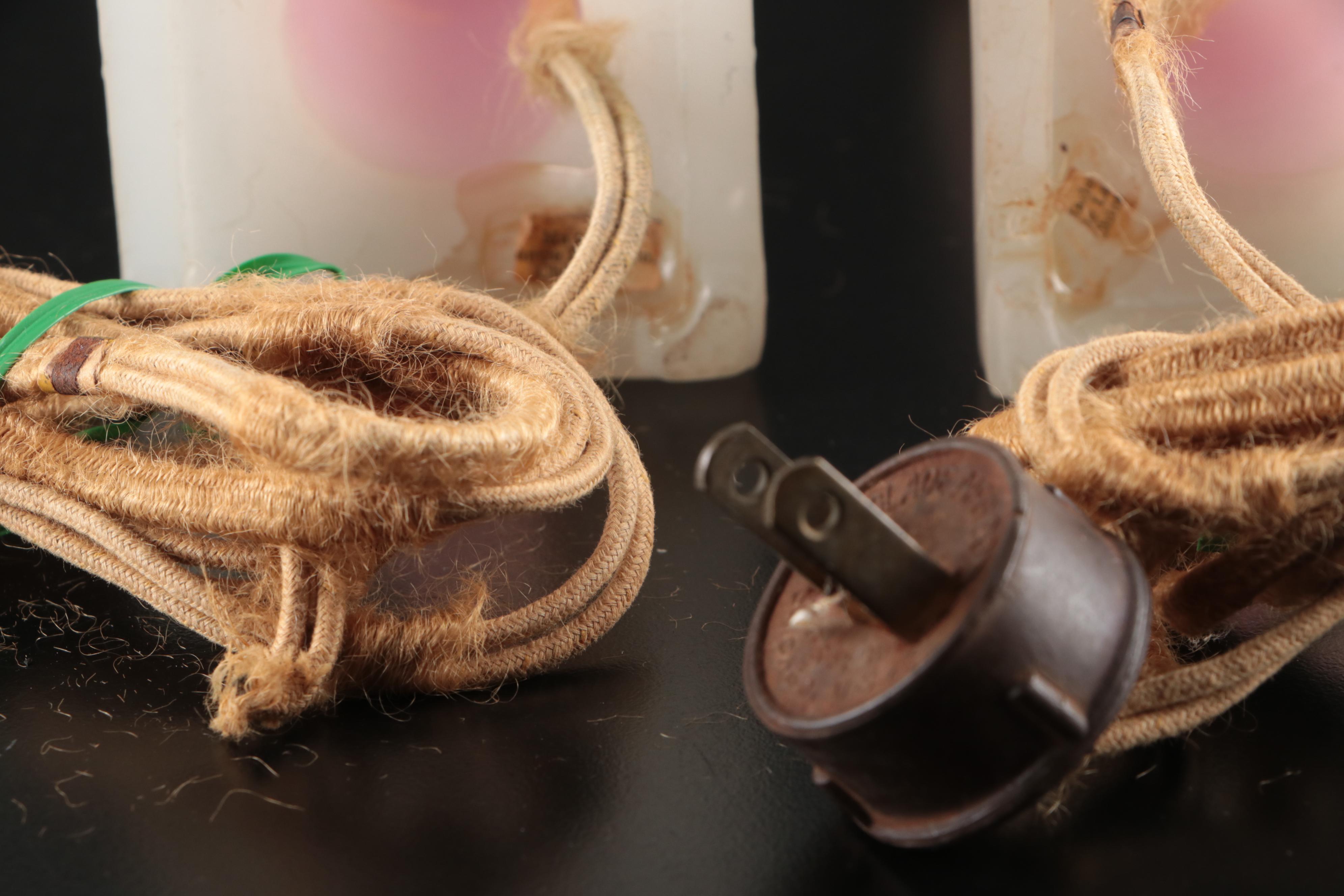 Aladdin Moonstone Swag Column Boudoir Lamps, Mid-20th Century