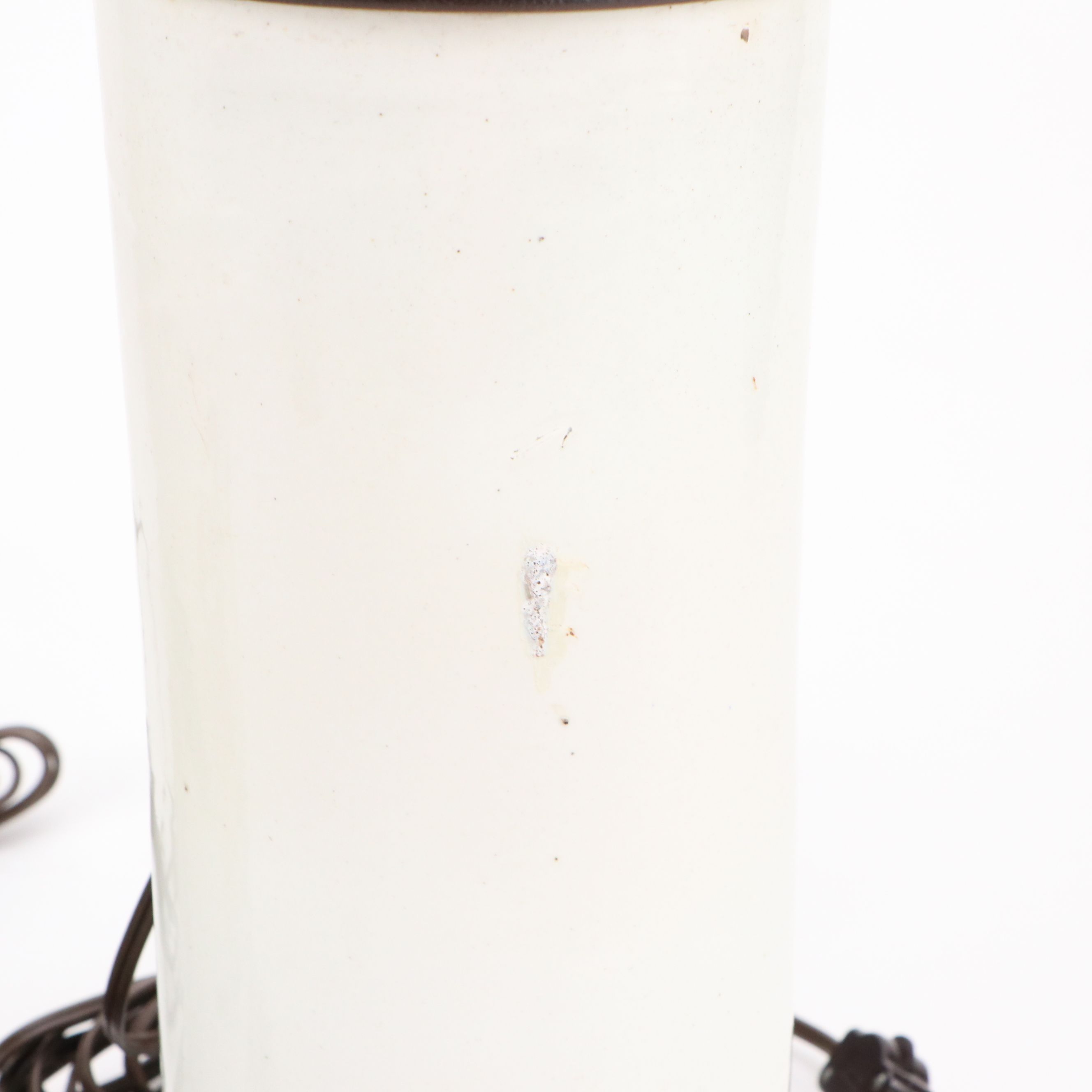 Pair of Chinese Cylindrical Famille Rose Figural Porcelain Table Lamps