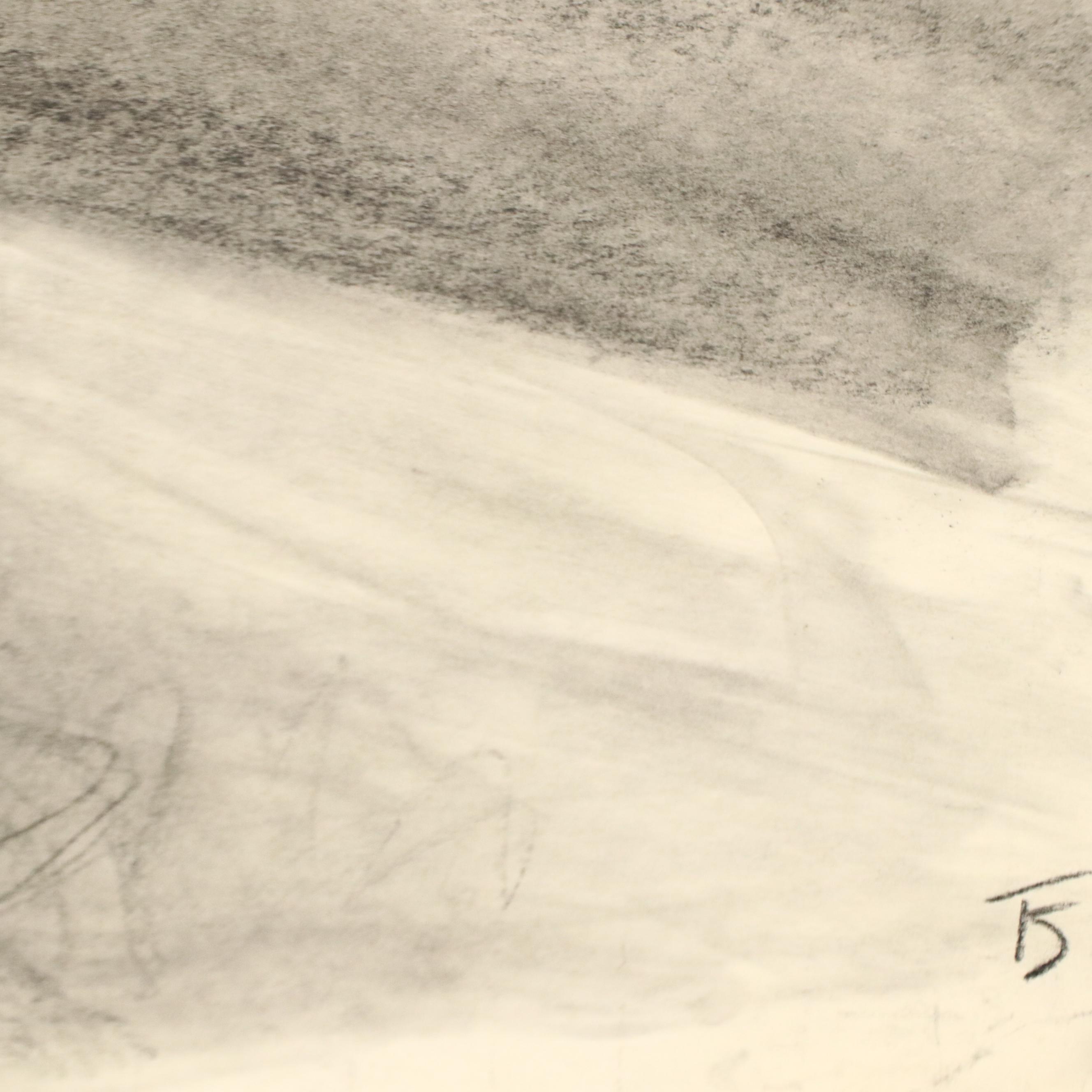 Ben Farrell Charcoal Figure Drawing of Nude Woman Holding Rope, 2010s