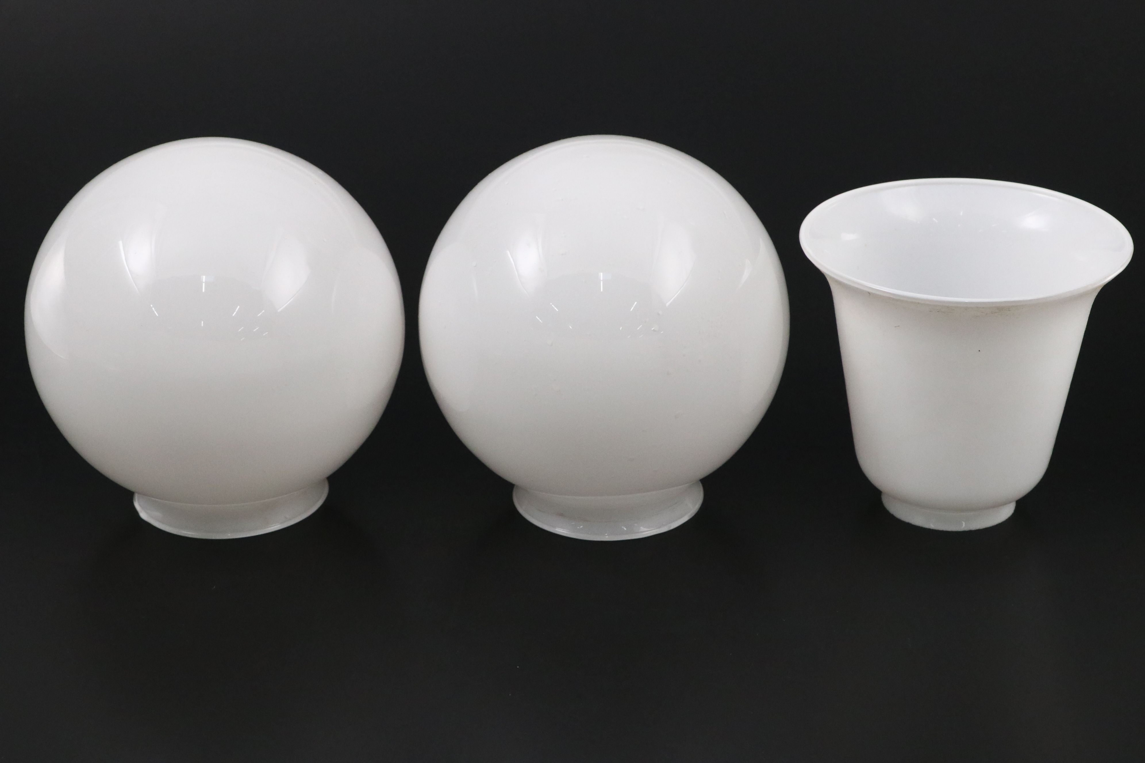 Holophane Pendant Shade, Deco Bullseye Ceiling Fixtures, Milk Glass Globe Shades