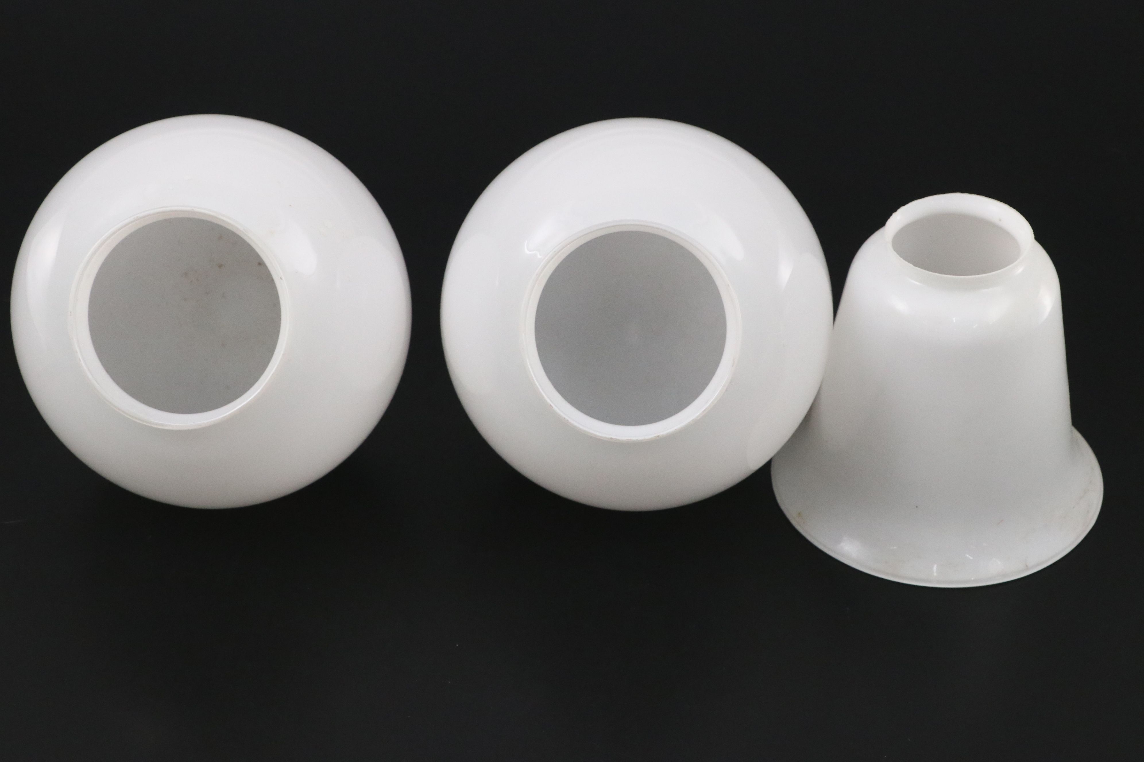 Holophane Pendant Shade, Deco Bullseye Ceiling Fixtures, Milk Glass Globe Shades