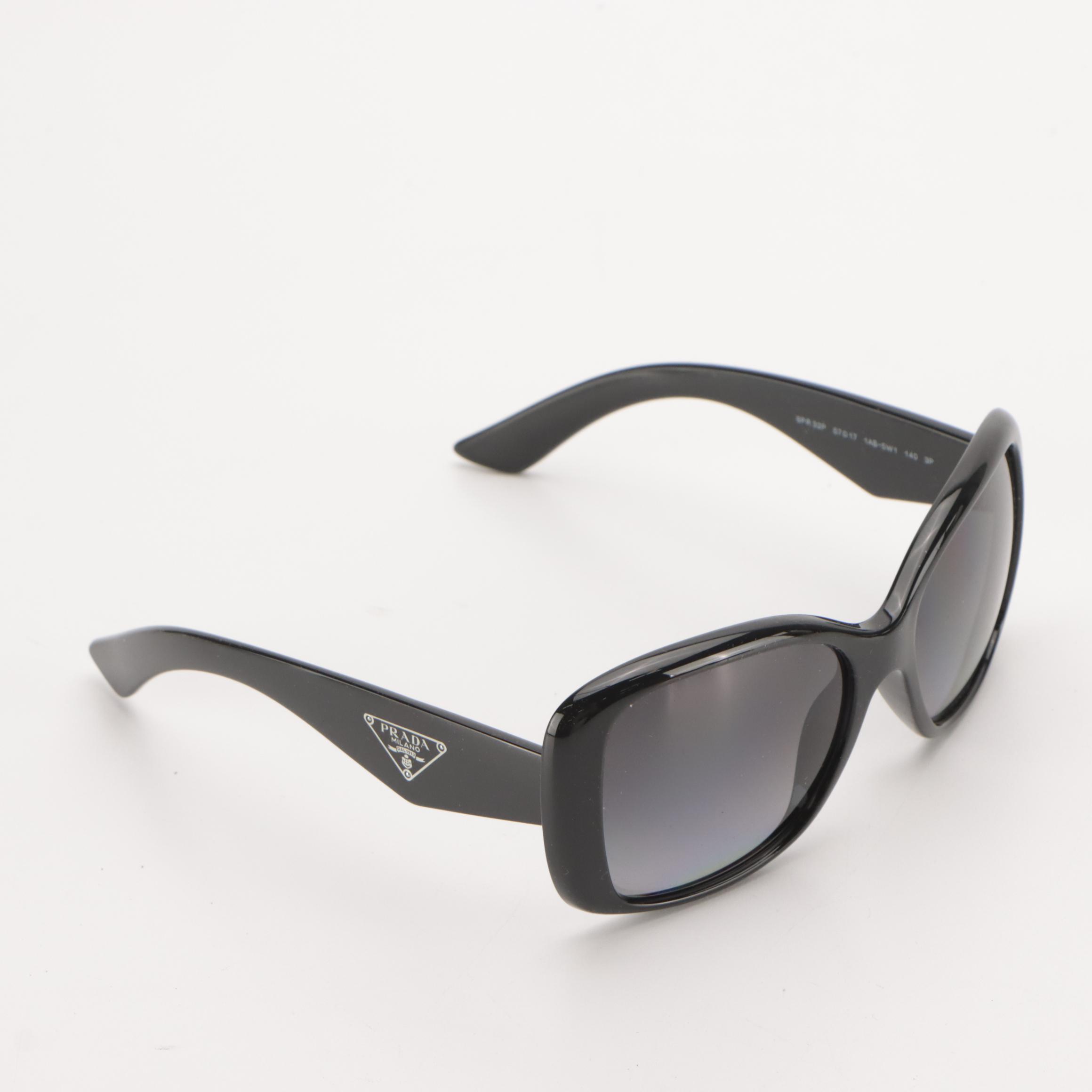 Prada SPR 32P 1AB-5W1 Black Polarized Sunglasses in Case