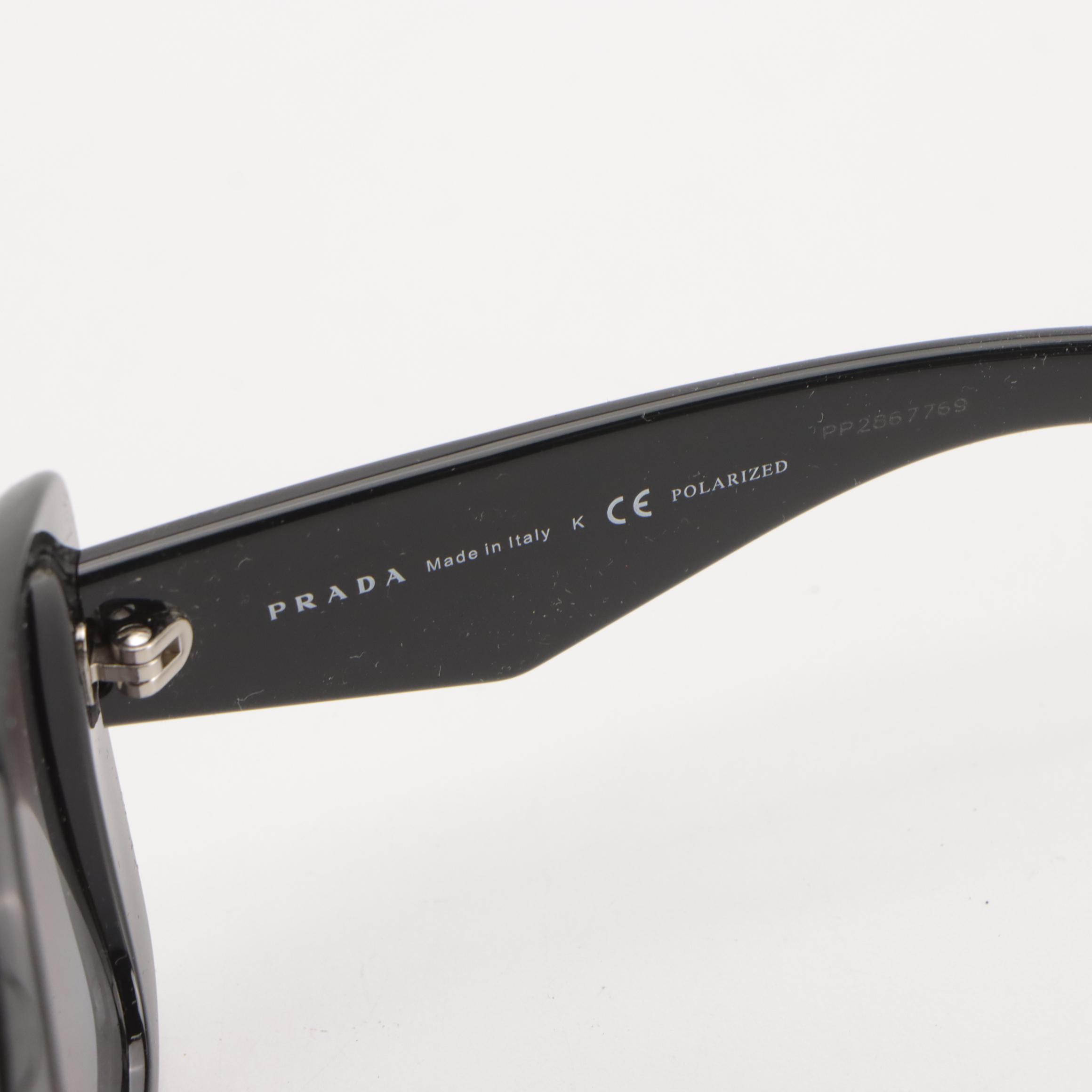 Prada SPR 32P 1AB-5W1 Black Polarized Sunglasses in Case