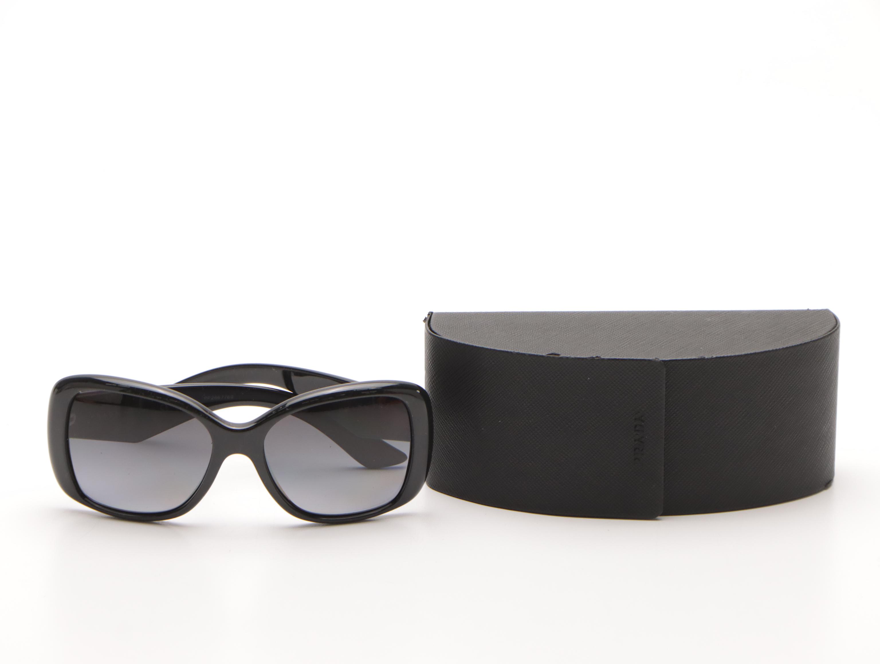 Prada SPR 32P 1AB-5W1 Black Polarized Sunglasses in Case