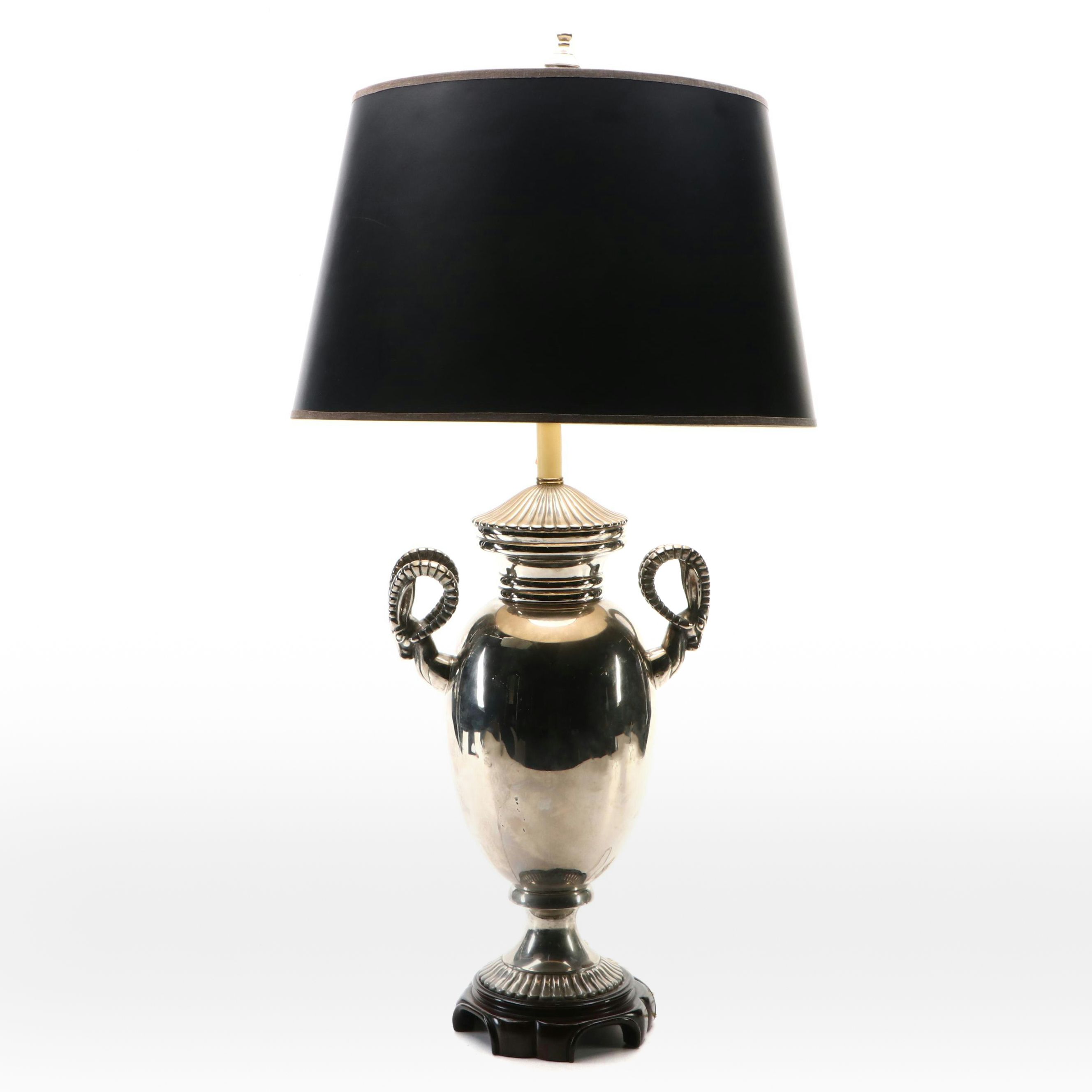Silver Plate Ibex Handled Tea Urn Form Table Lamp