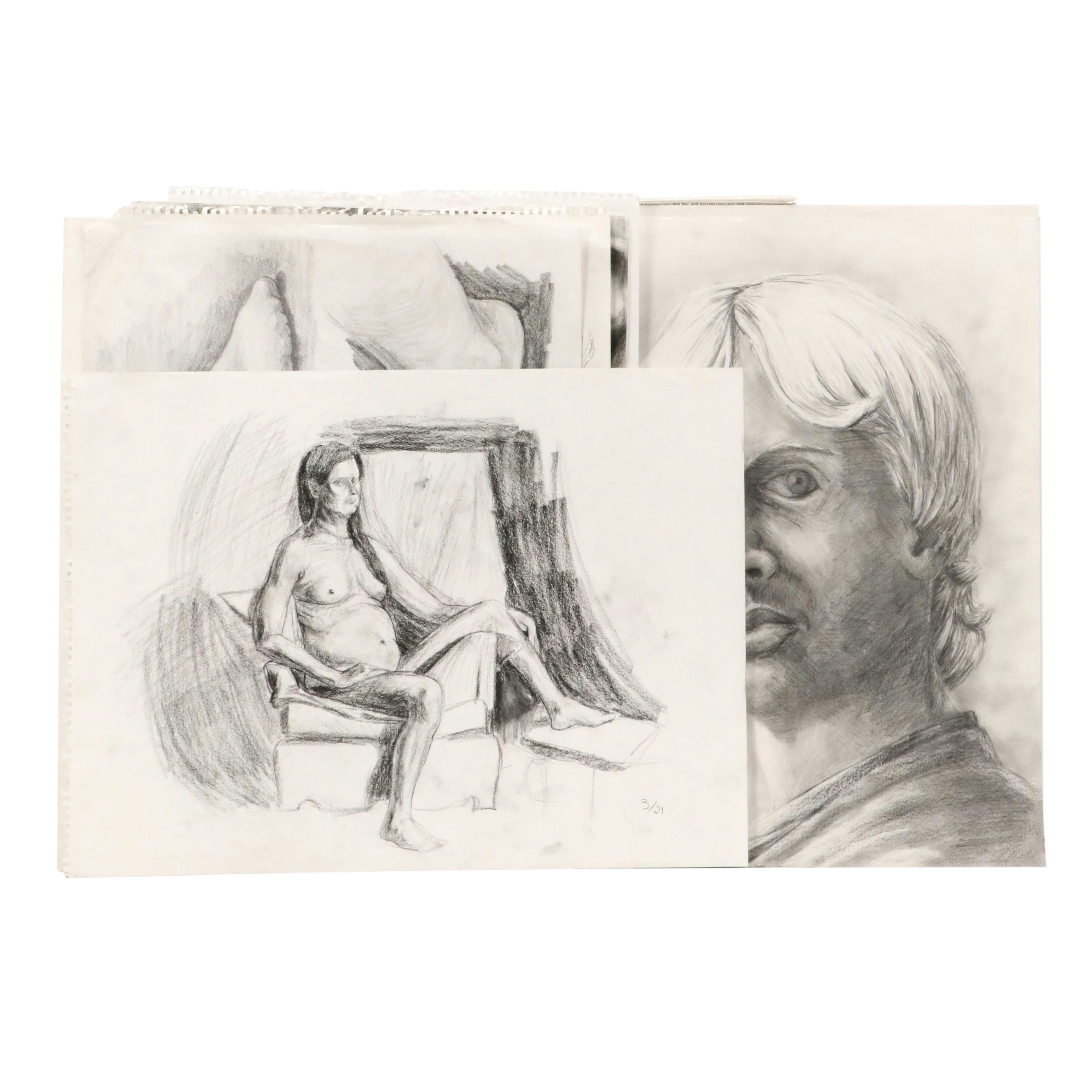 Ben Farrell Graphite Drawings of Figure Studies, 2010s