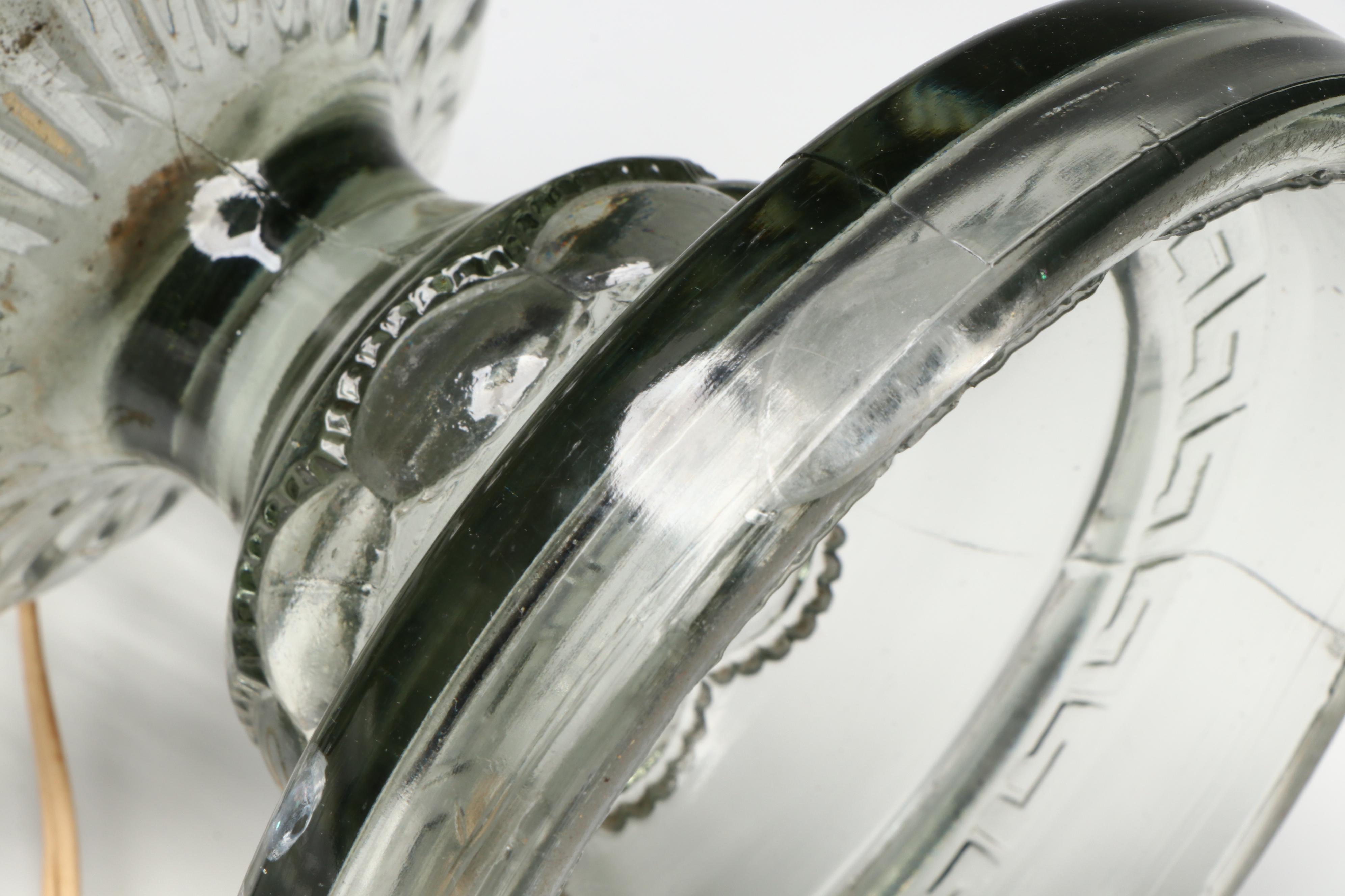 Victorian Glass Oil Lamp with Milk Glass Shade, French Adapted Mid-20th C.