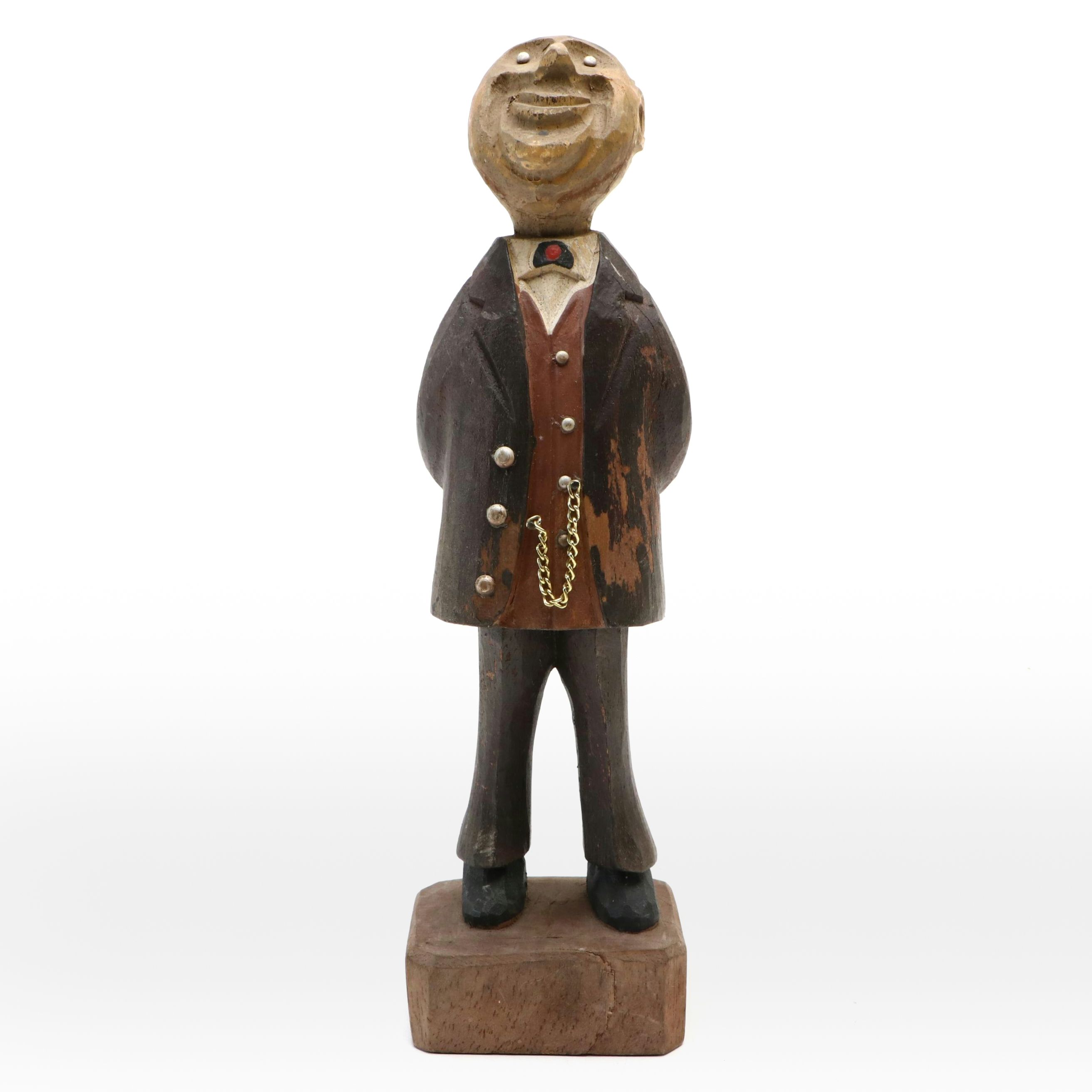Hand-Carved Wood Manager Figurine
