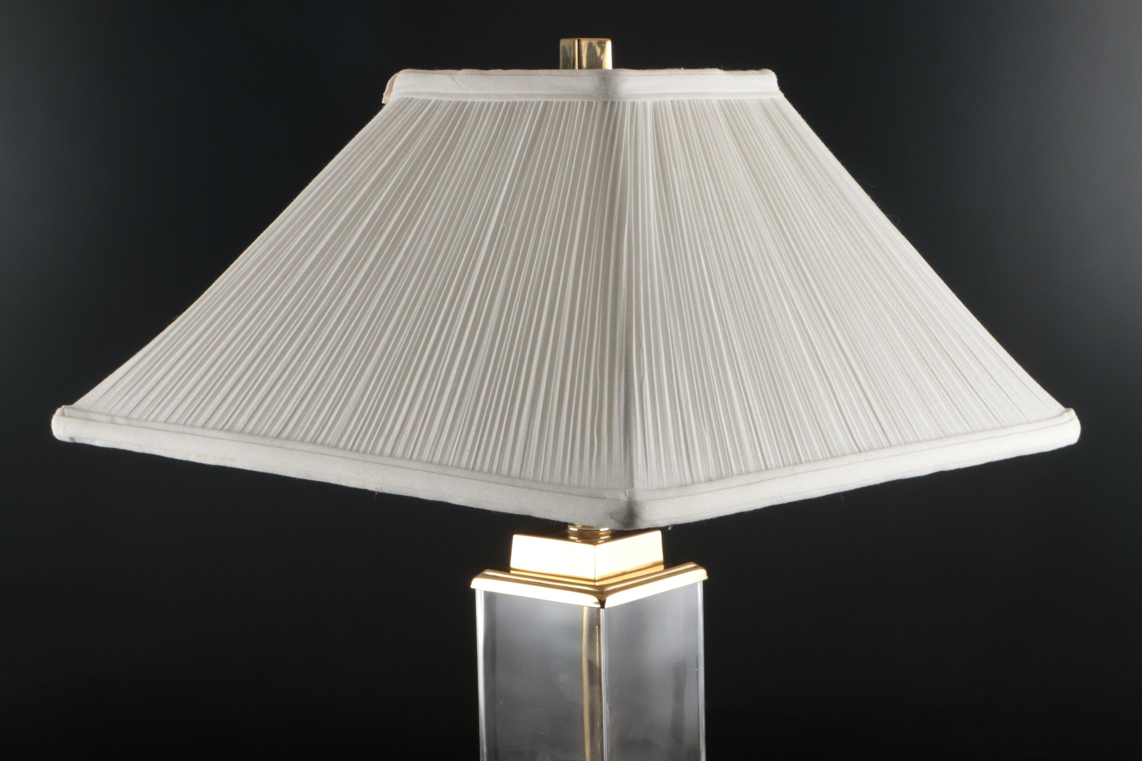 Beth Weissman Blown Glass and Brass Table Lamp with Shade