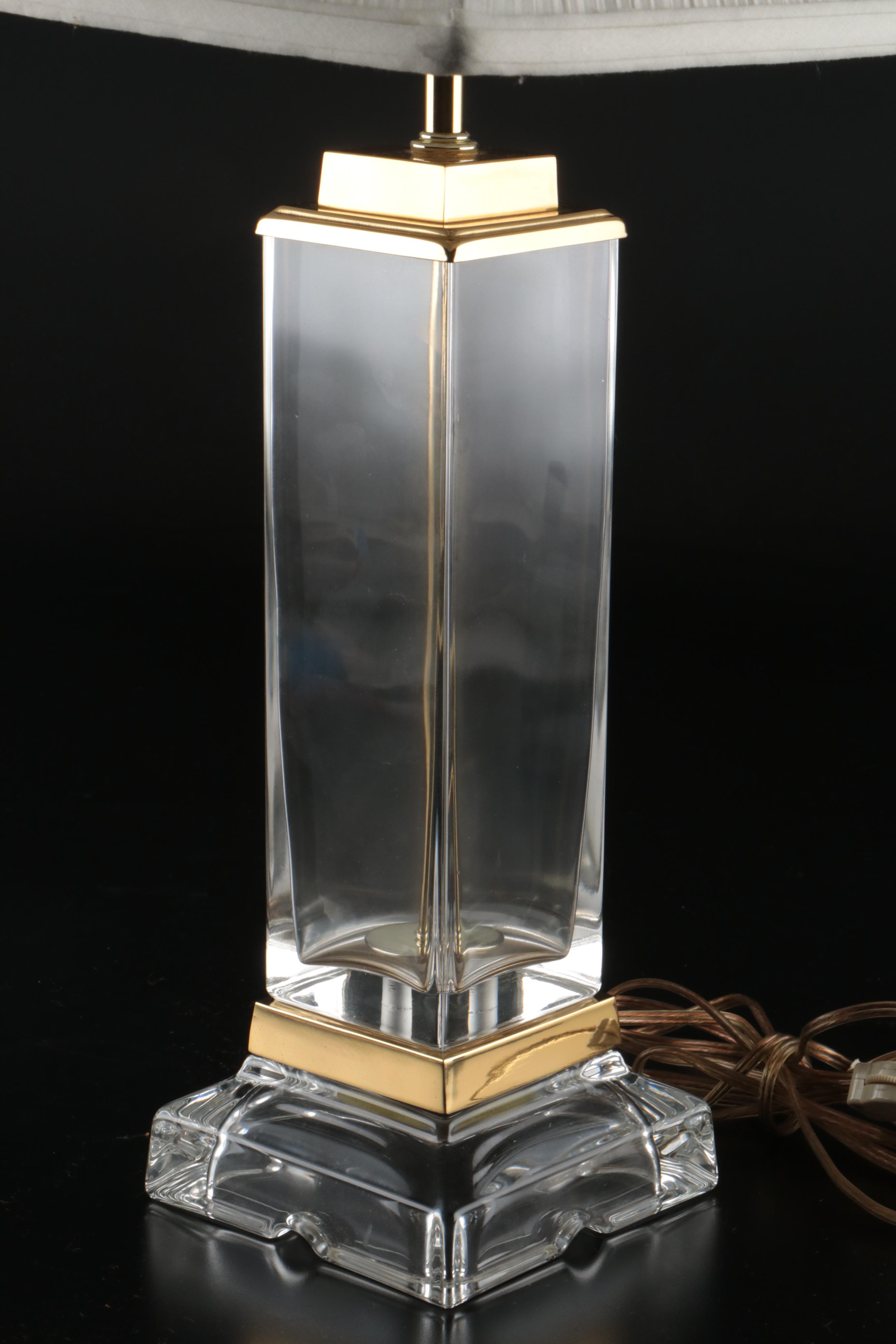 Beth Weissman Blown Glass and Brass Table Lamp with Shade