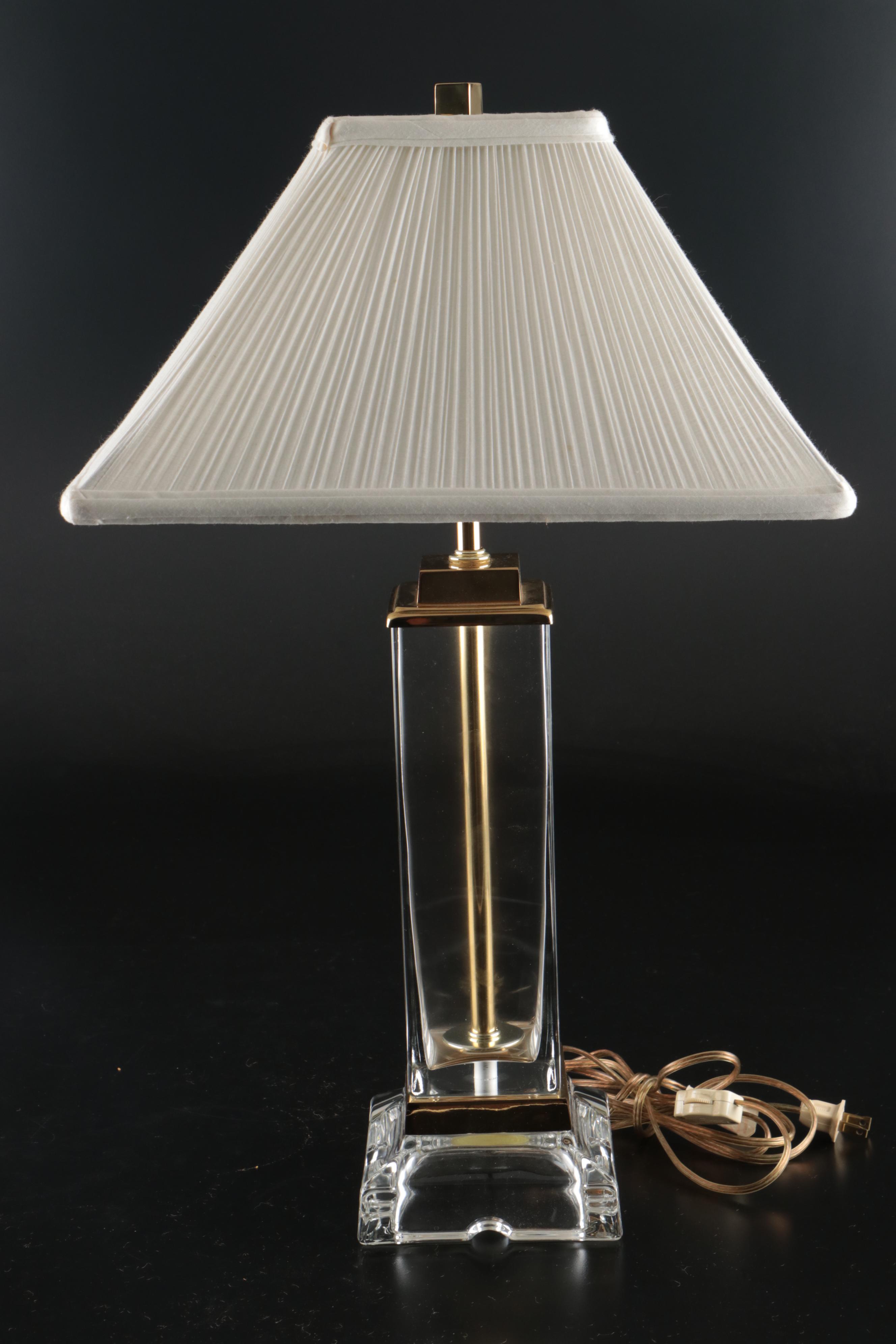 Beth Weissman Blown Glass and Brass Table Lamp with Shade
