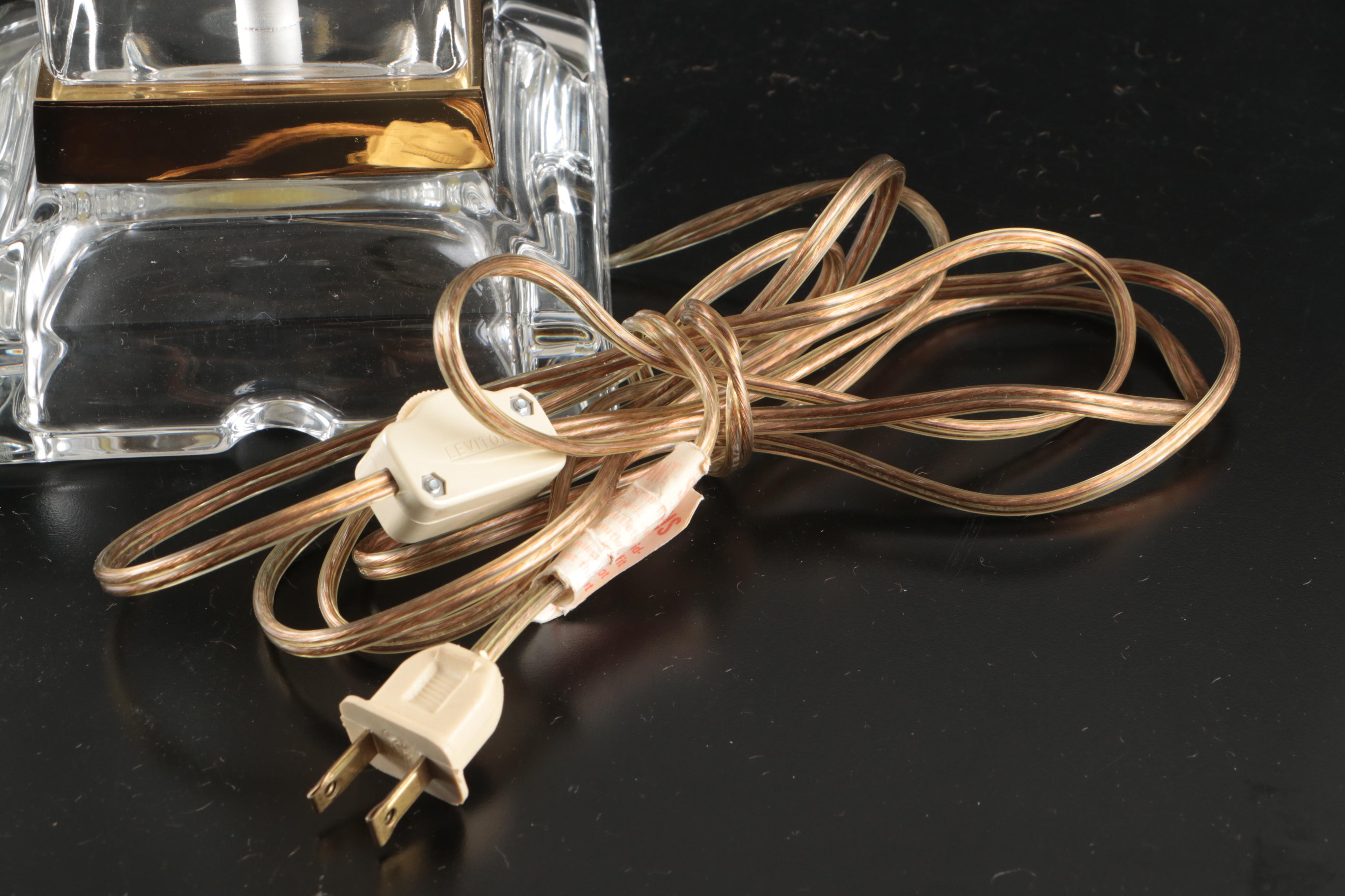 Beth Weissman Blown Glass and Brass Table Lamp with Shade