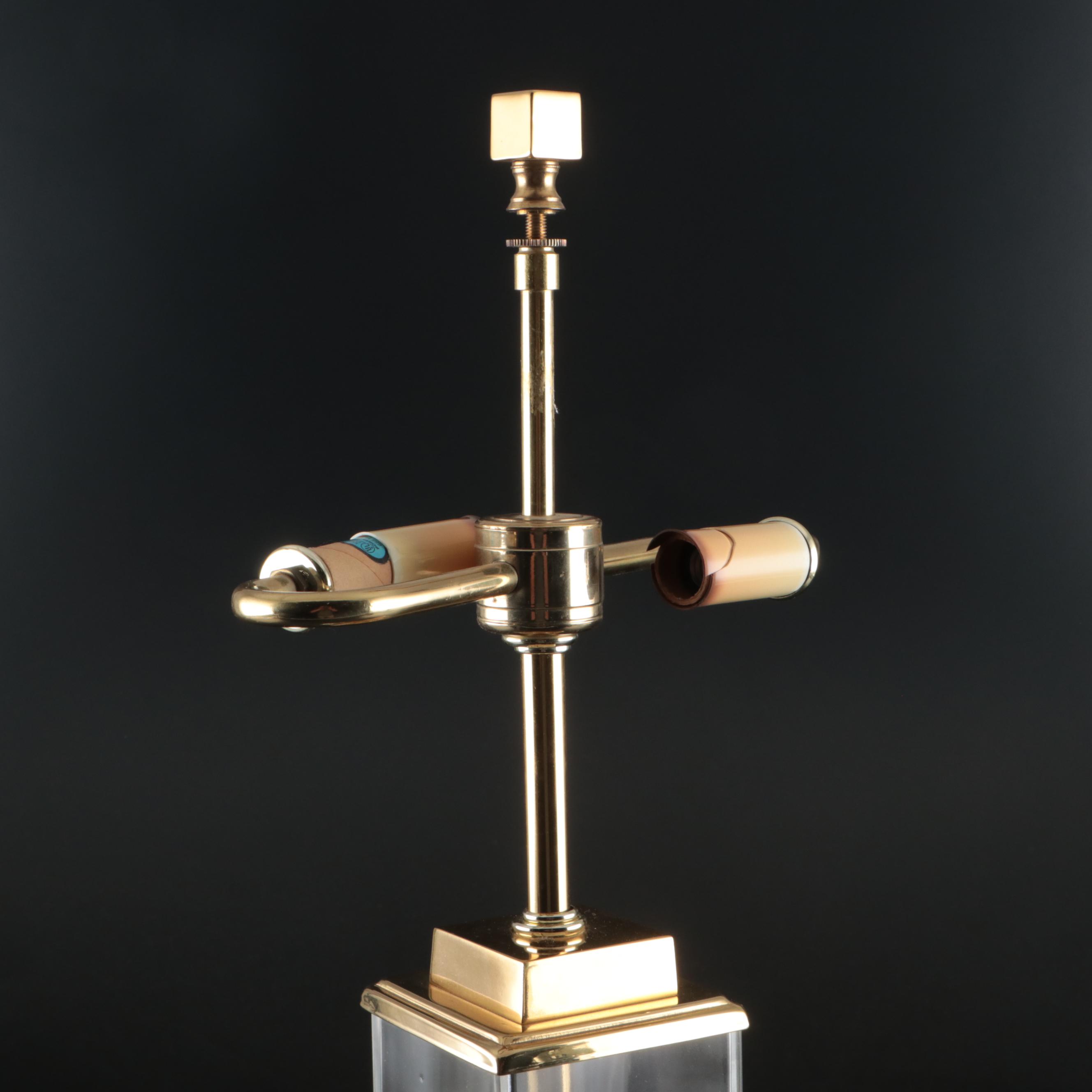Beth Weissman Blown Glass and Brass Table Lamp with Shade