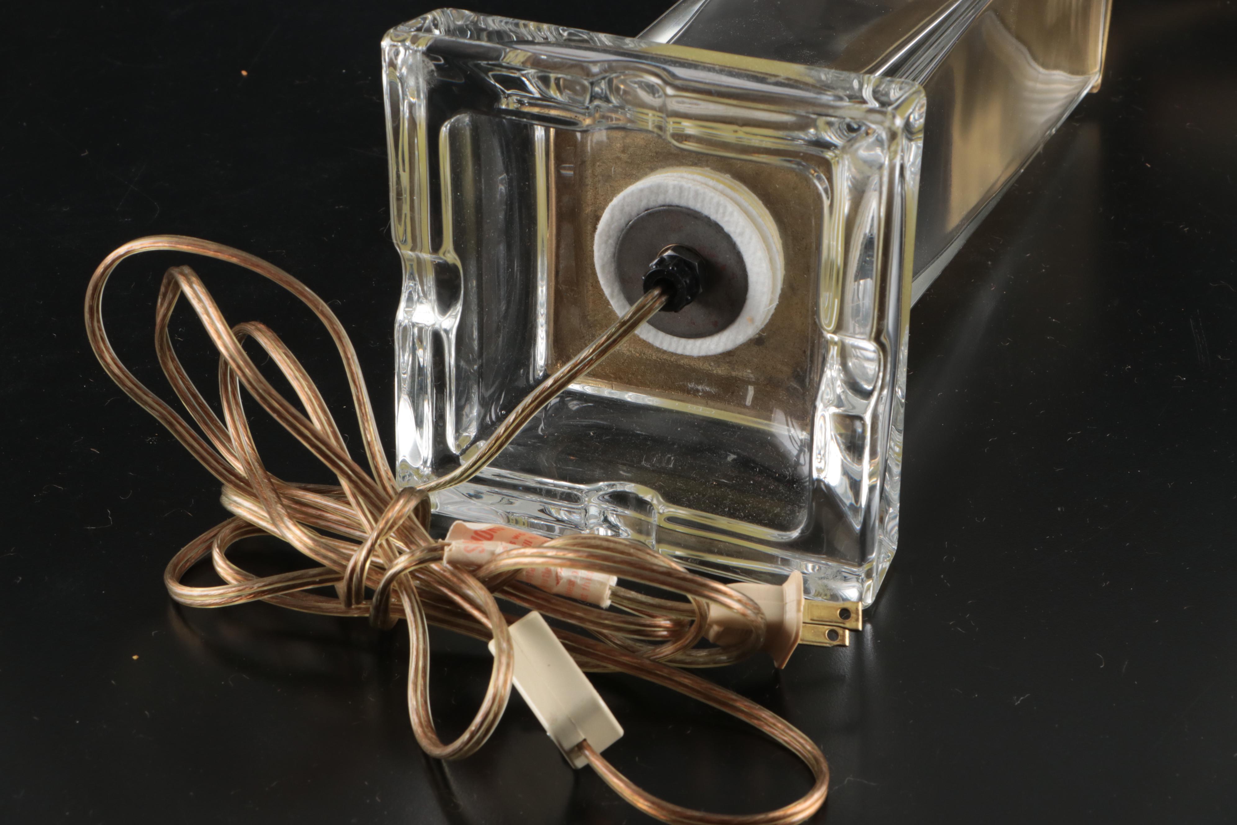 Beth Weissman Blown Glass and Brass Table Lamp with Shade