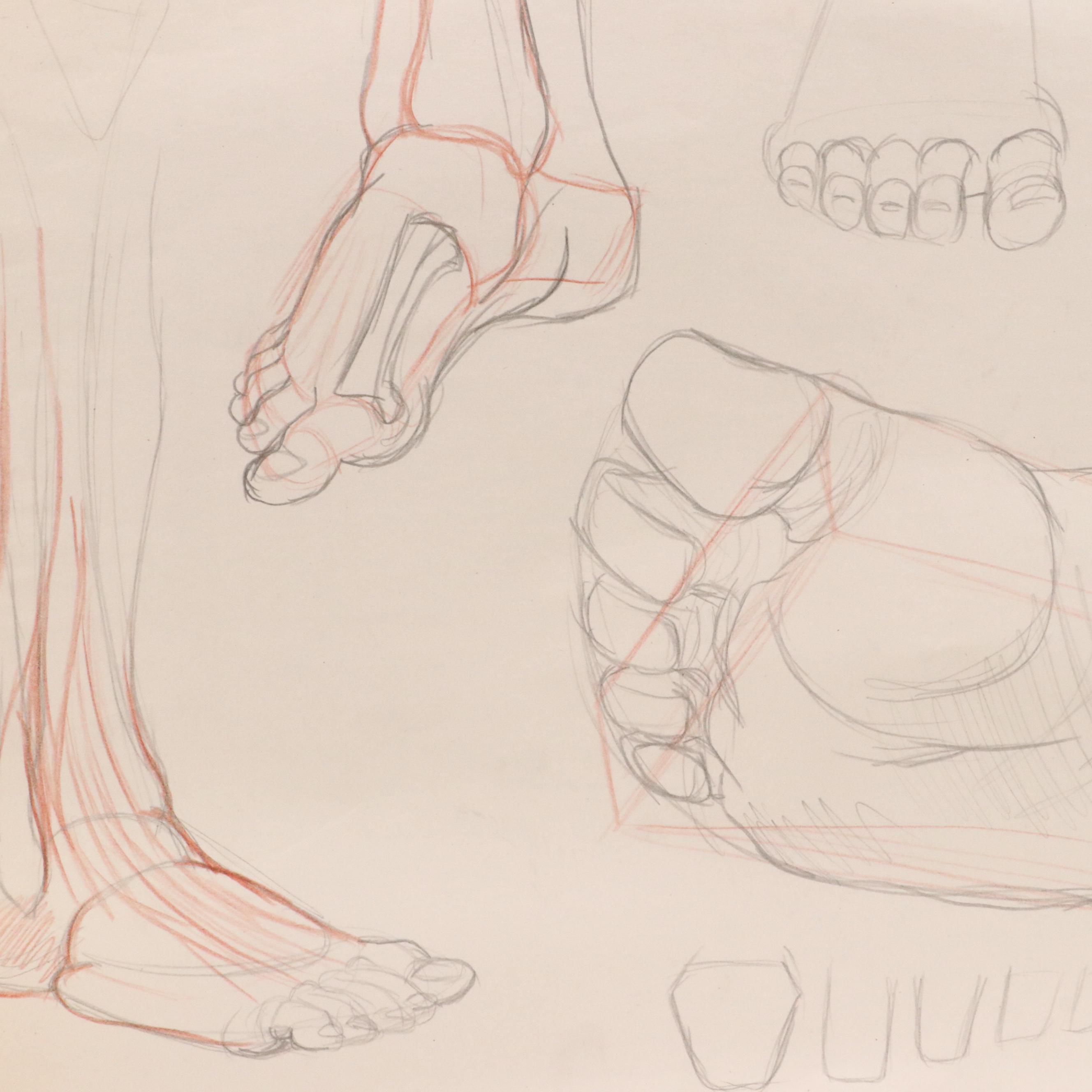 Ben Farrell Mixed Media Drawings of Figure Studies, 2010s