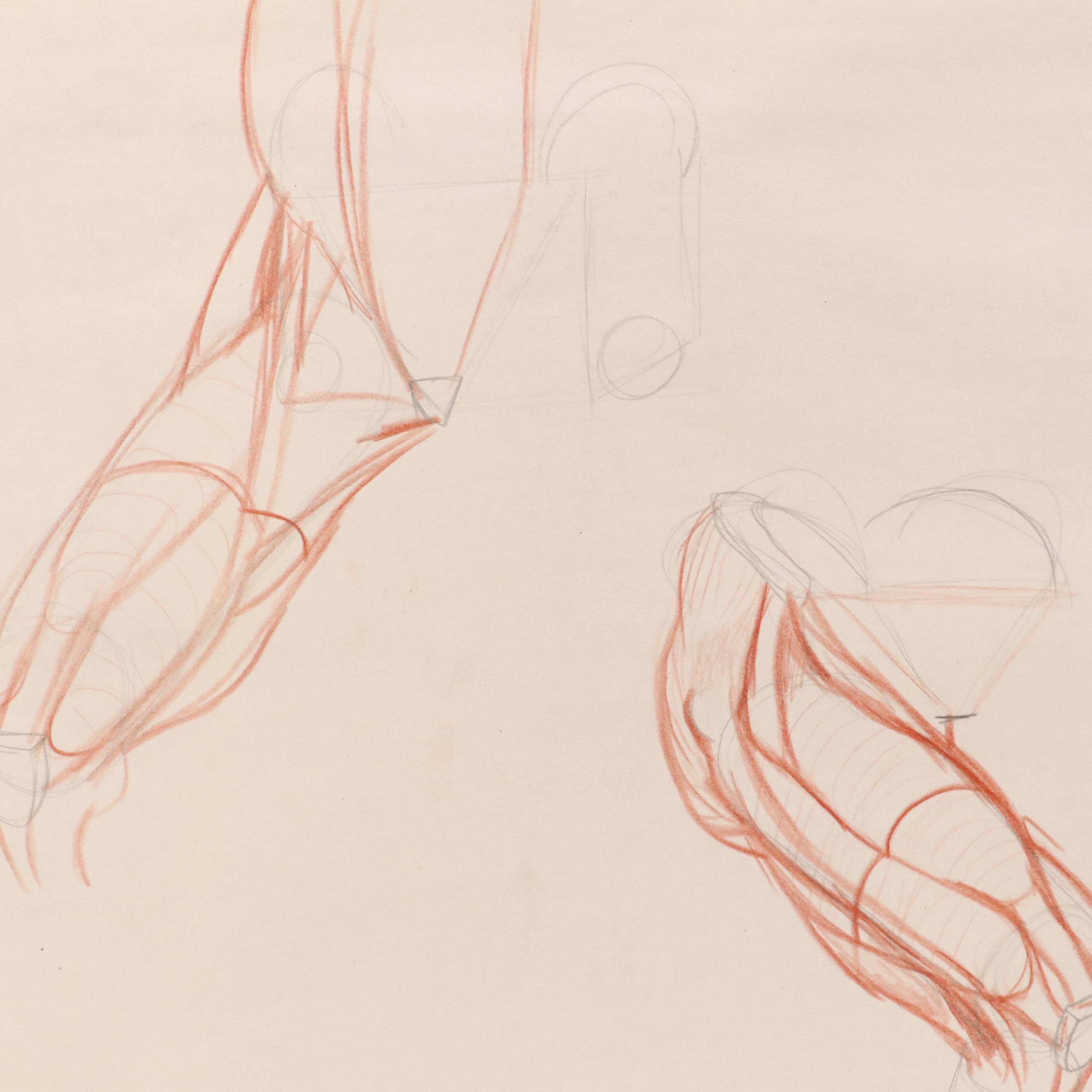 Ben Farrell Mixed Media Drawings of Figure Studies, 2010s