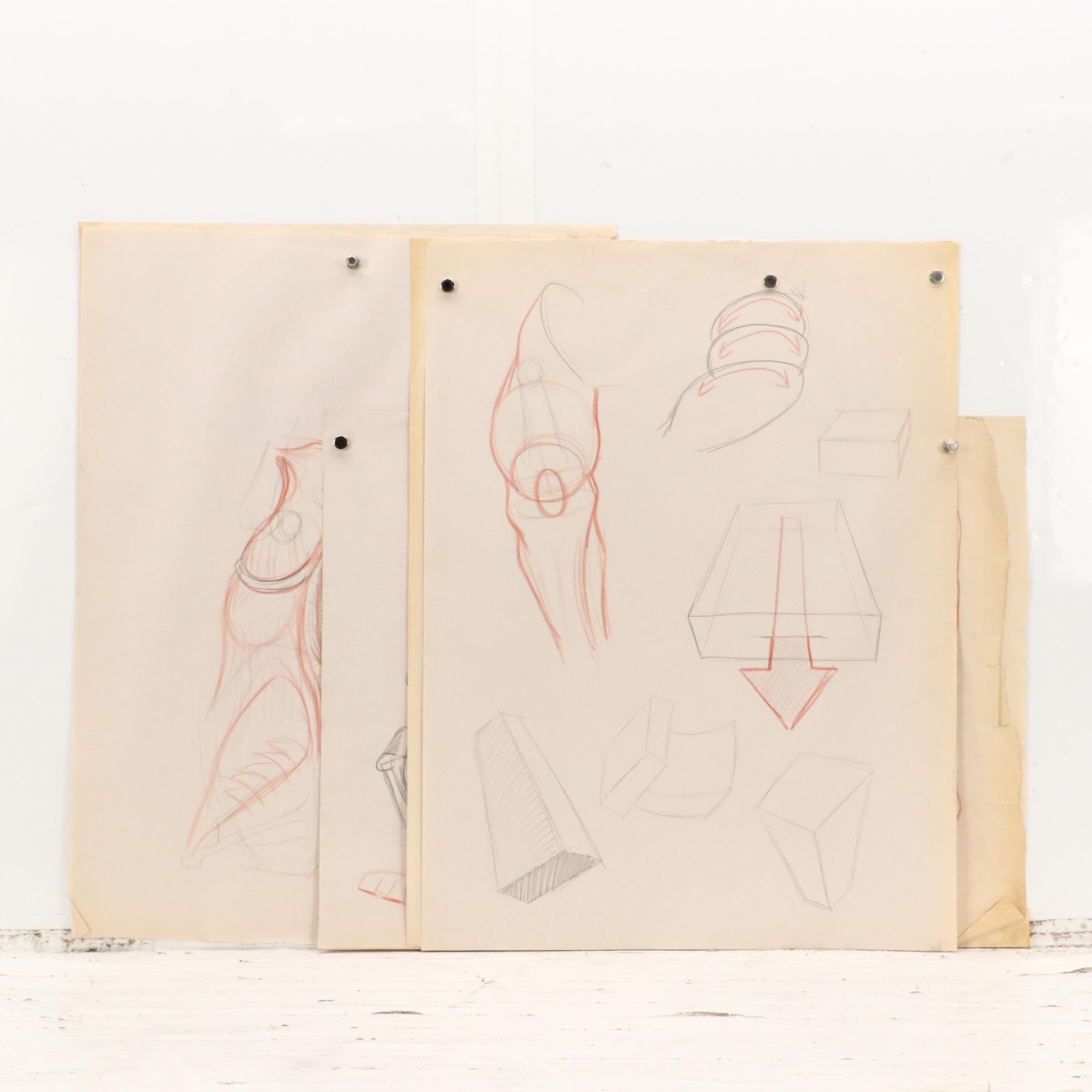 Ben Farrell Mixed Media Drawings of Figure Studies, 2010s