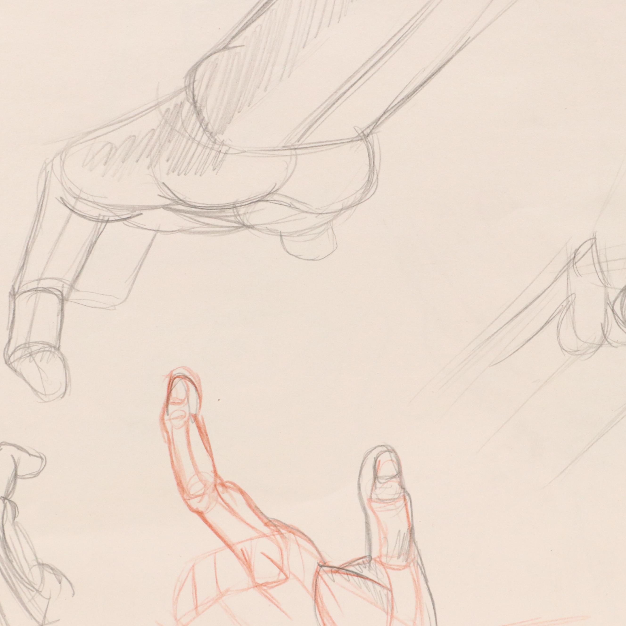 Ben Farrell Mixed Media Drawings of Figure Studies, 2010s