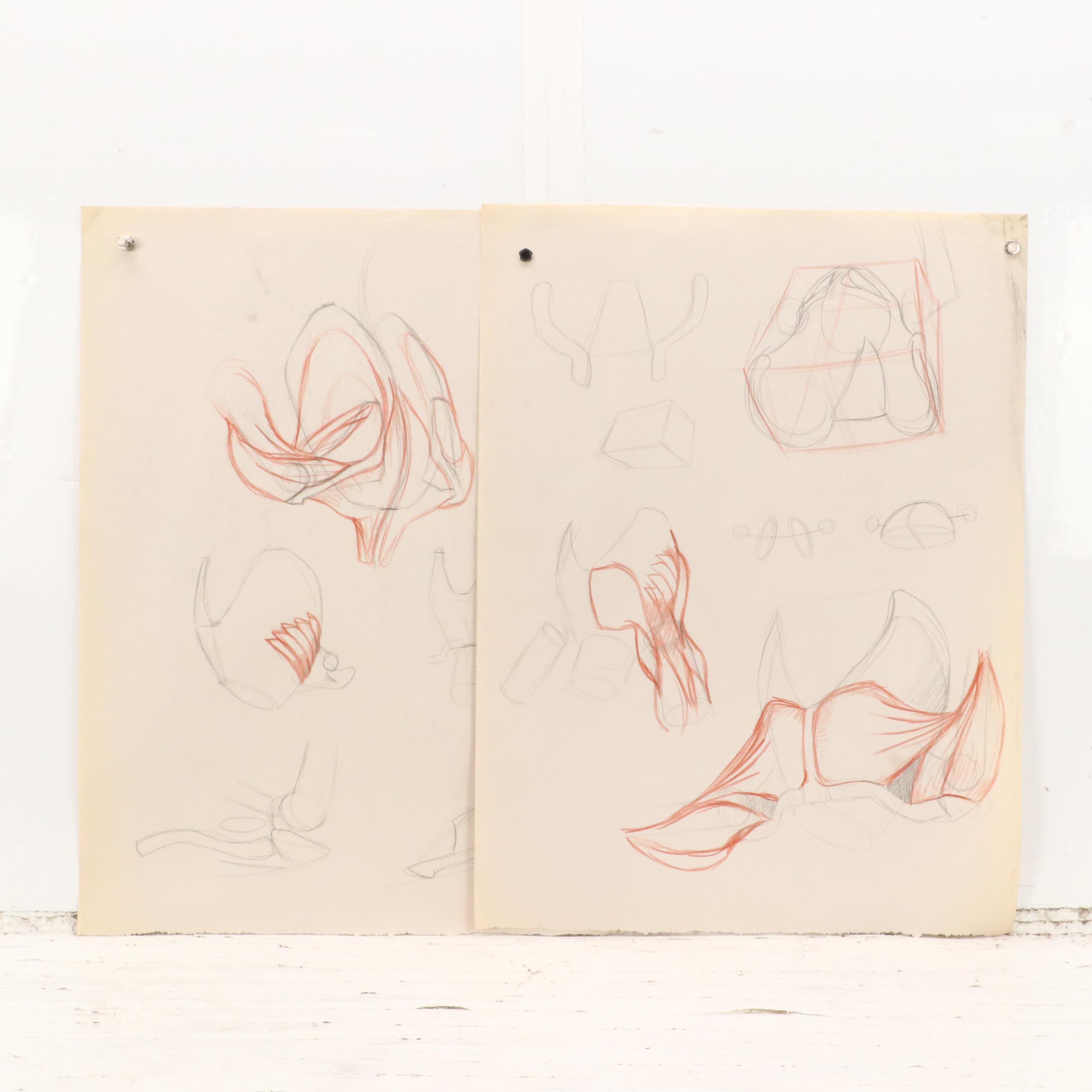 Ben Farrell Mixed Media Drawings of Figure Studies, 2010s
